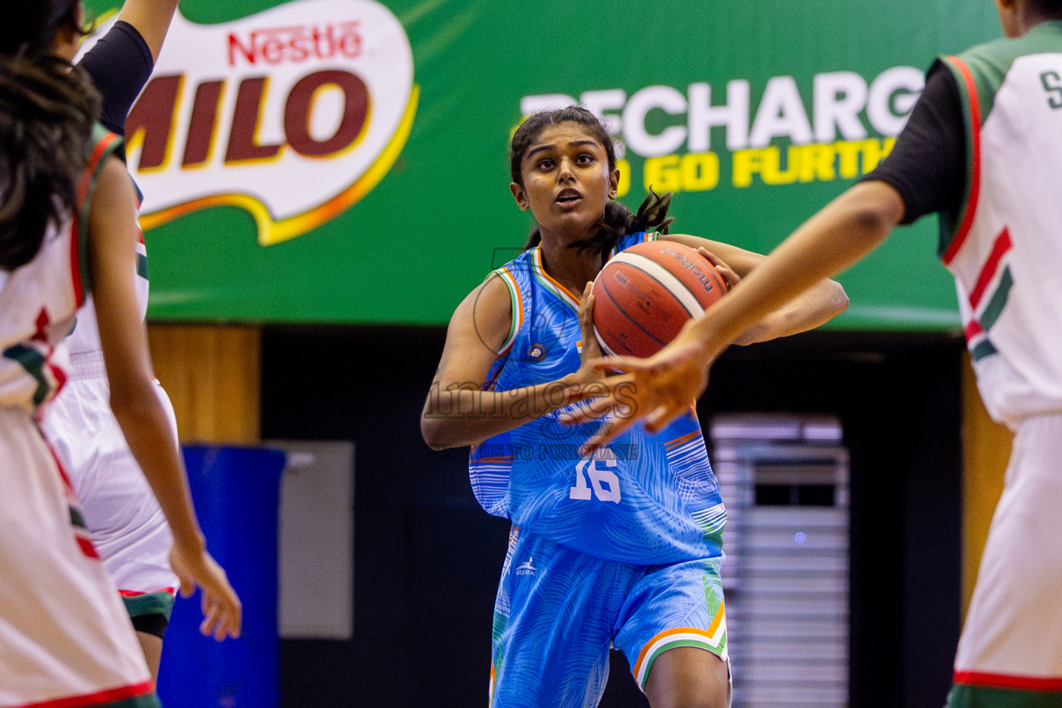 Bangladesh vs India in Day 2 of Under 16 Woman's Asian Cup SABA Qualifiers 2025 was held in Social Center, Male', Maldives on Friday, 13th June 2025. Photos: Nausham Waheed / images.mv