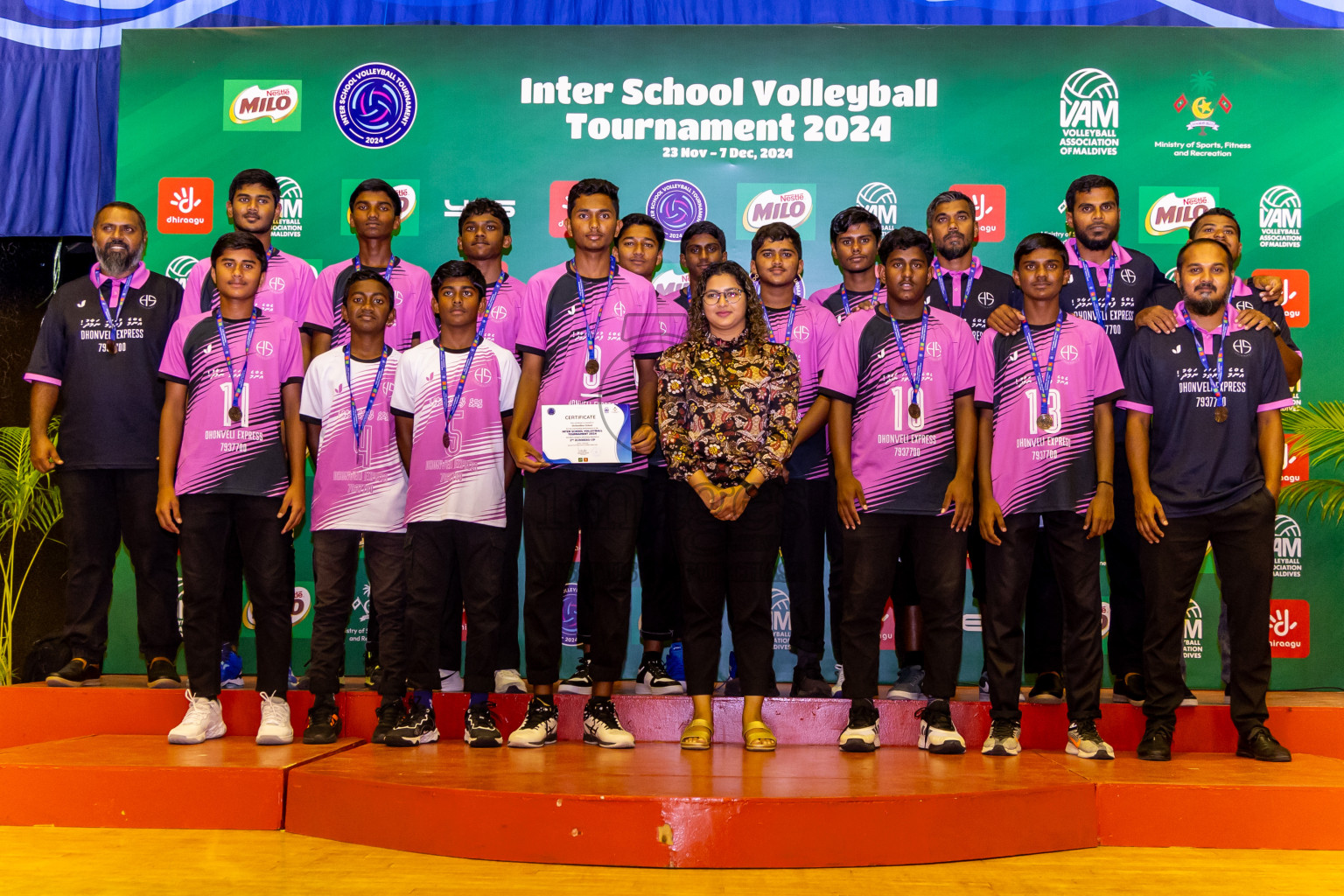 Finals of Interschool Volleyball Tournament 2024 was held in Social Center at Male', Maldives on Friday, 6th December 2024. Photos: Nausham Waheed / images.mv