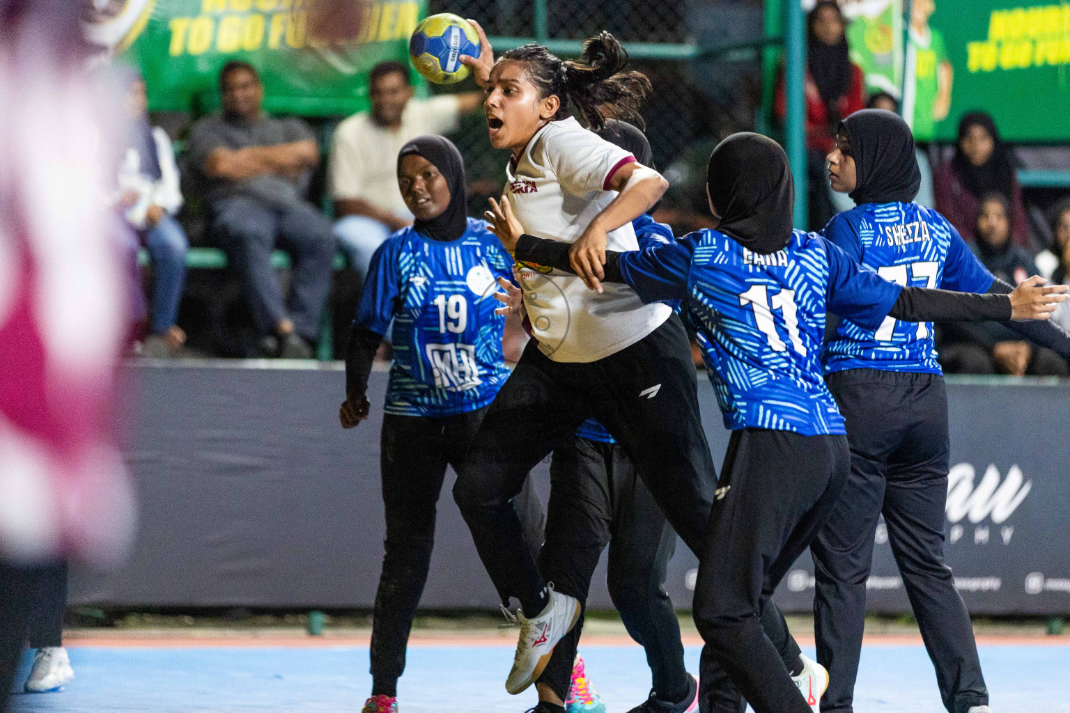 Day 14 of 10th National Handball Tournament 2023, held in Handball ground, Male', Maldives on Monday, 11th December 2023 Photos: Nausham Waheed/ Images.mv