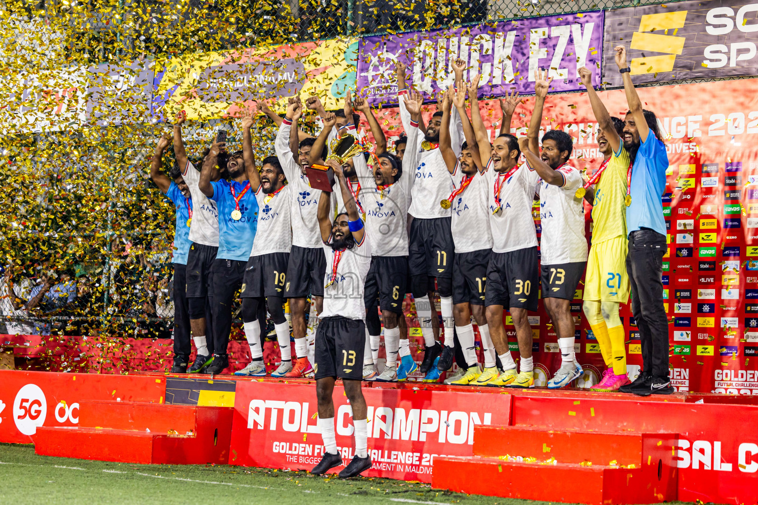 DH Maaenboodhoo vs DH Kudahuvadhoo in Dhaalu Atoll Finals in Day 25 of Golden Futsal Challenge 2025 was held on Wednesday , 28th January 2025, in Hulhumale', Maldives. Photos: Nausham Waheed / images.mv