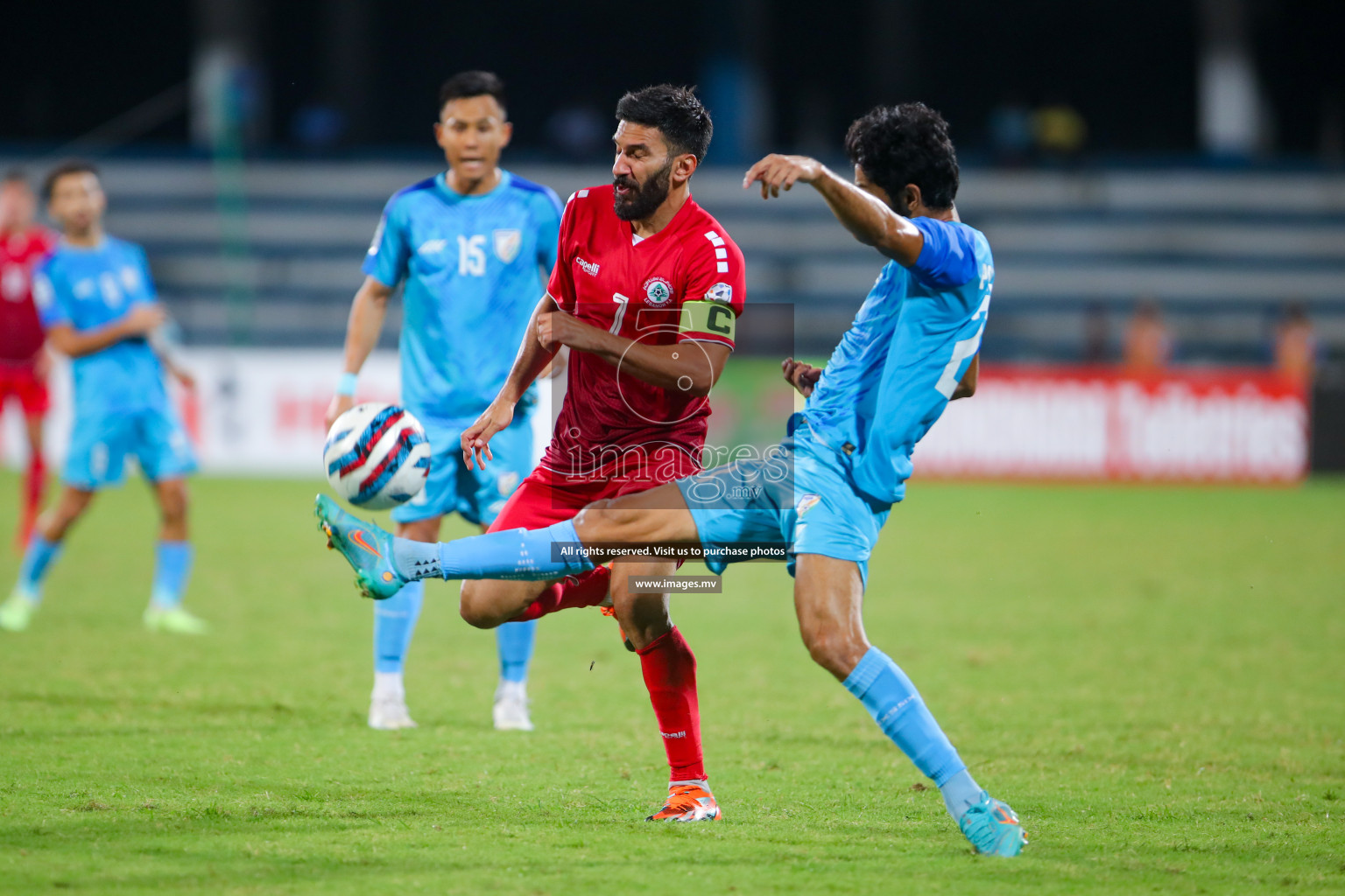 Lebanon vs India in the Semi-final of SAFF Championship 2023 held in Sree Kanteerava Stadium, Bengaluru, India, on Saturday, 1st July 2023. Photos: Nausham Waheed, Hassan Simah / images.mv