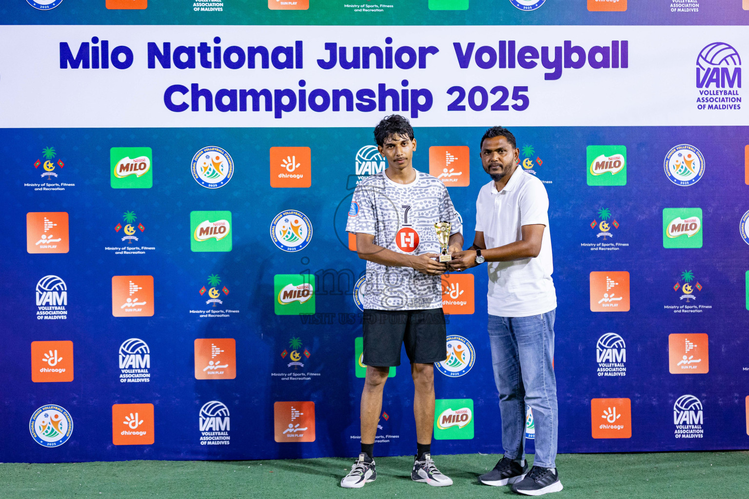 Sports Club Vision vs Sports Club City in Milo National Junior Volleyball Championship 2025 Day 3 was held on Monday, 24th November 2025 at Ekuveni Turf Court Male', Maldives. Photos: Areef Adam / images.mv