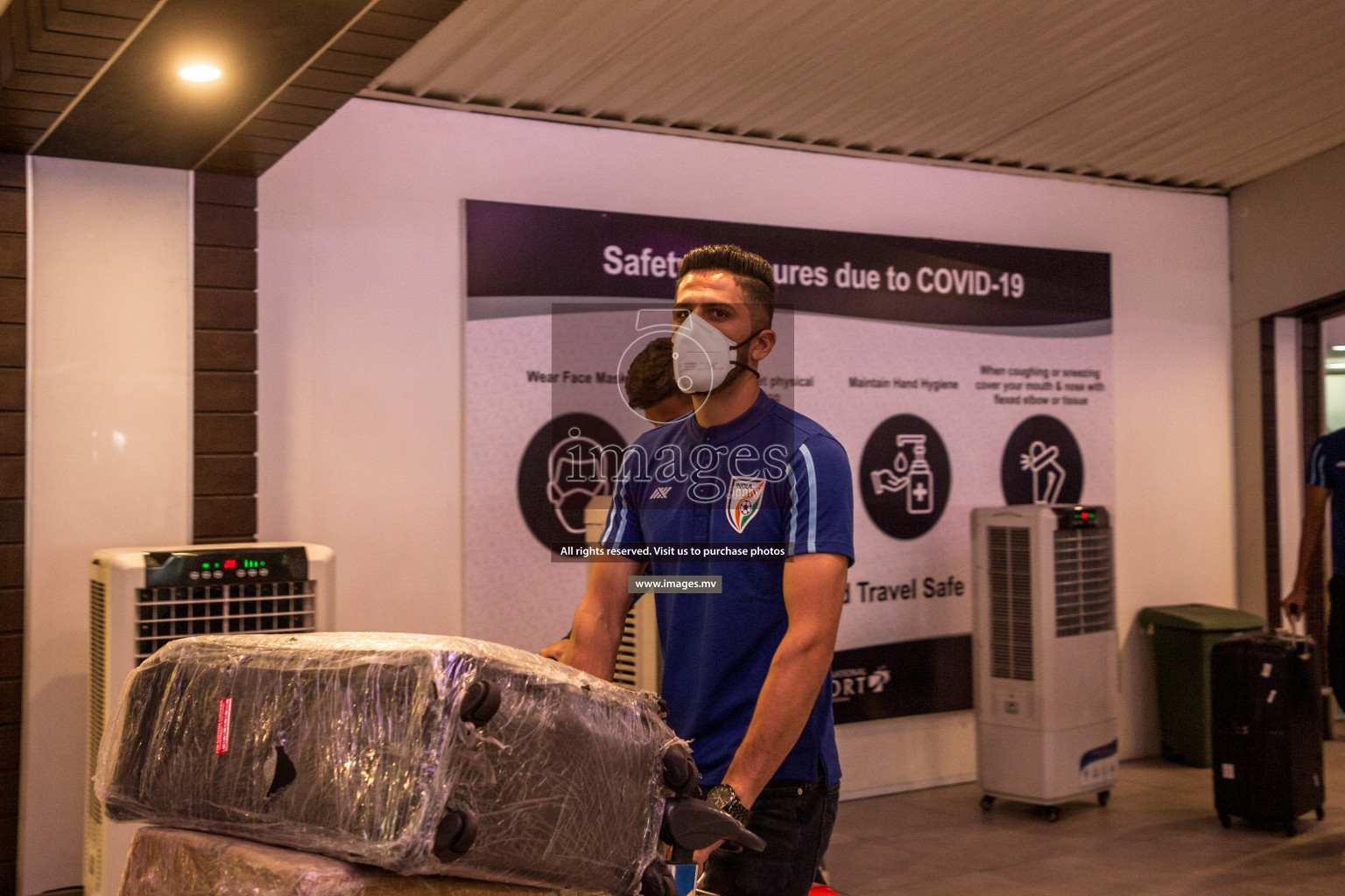 Arrival of Indian Football Team in Velana International Airport, Male' Maldives for SAFF Championship 2021 on 28 September 2021