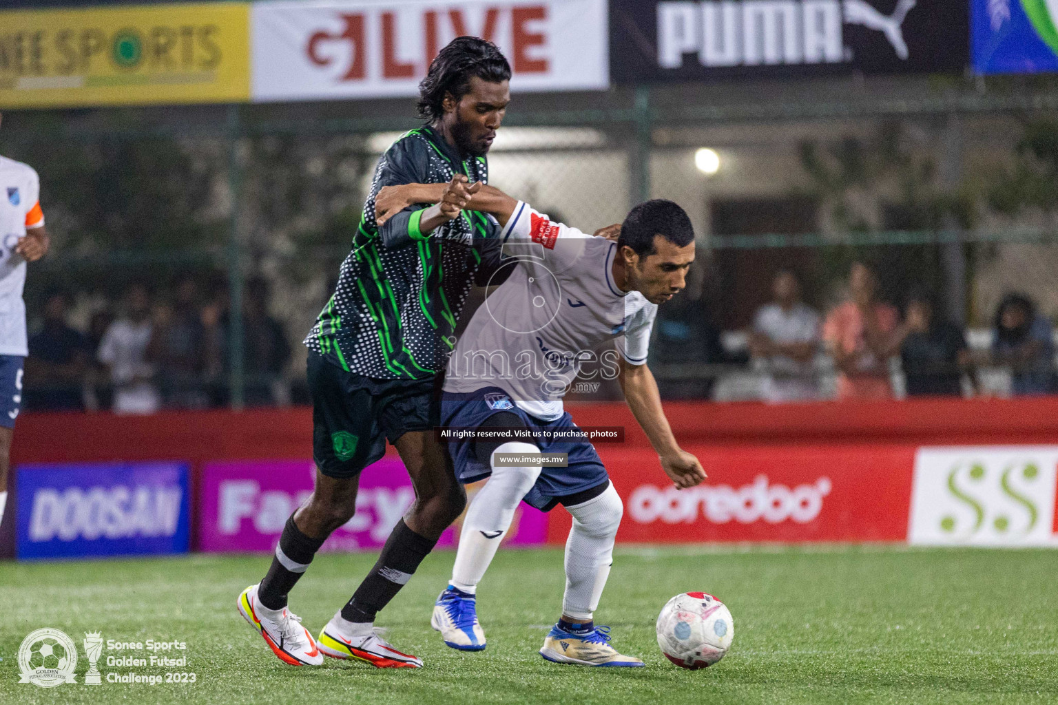 Sh. Feevah vs Sh. Lhaimagu in Day 4 of Golden Futsal Challenge 2023 on 08 February 2023 in Hulhumale, Male, Maldives