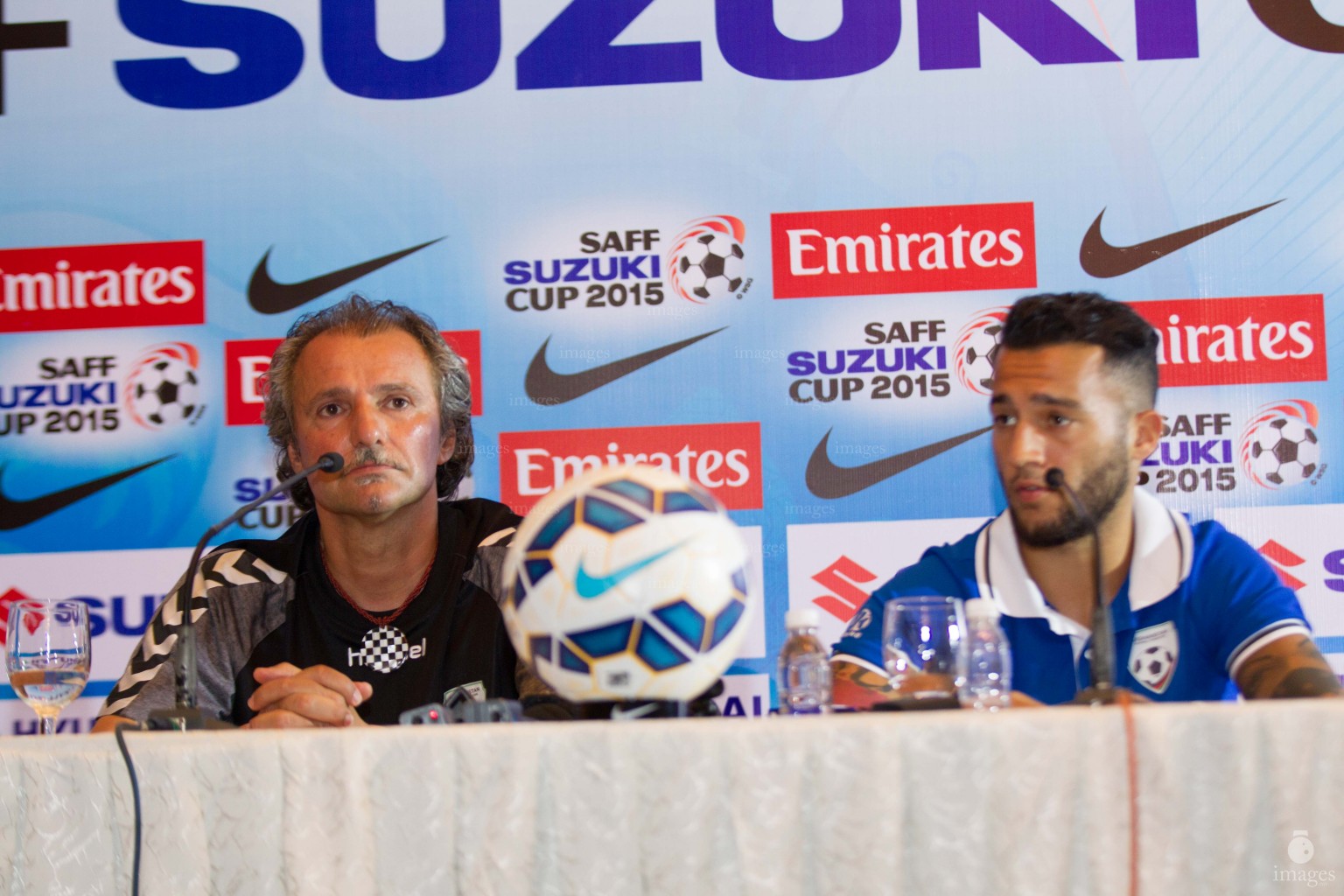 Afghanistan coach addresses to the media ahead of the SAFF Suzuki Cup finals in Thiruvananthapuram, India, Thursday, January. 2, 2015.  (Images.mv Photo/ Mohamed Ahsan).