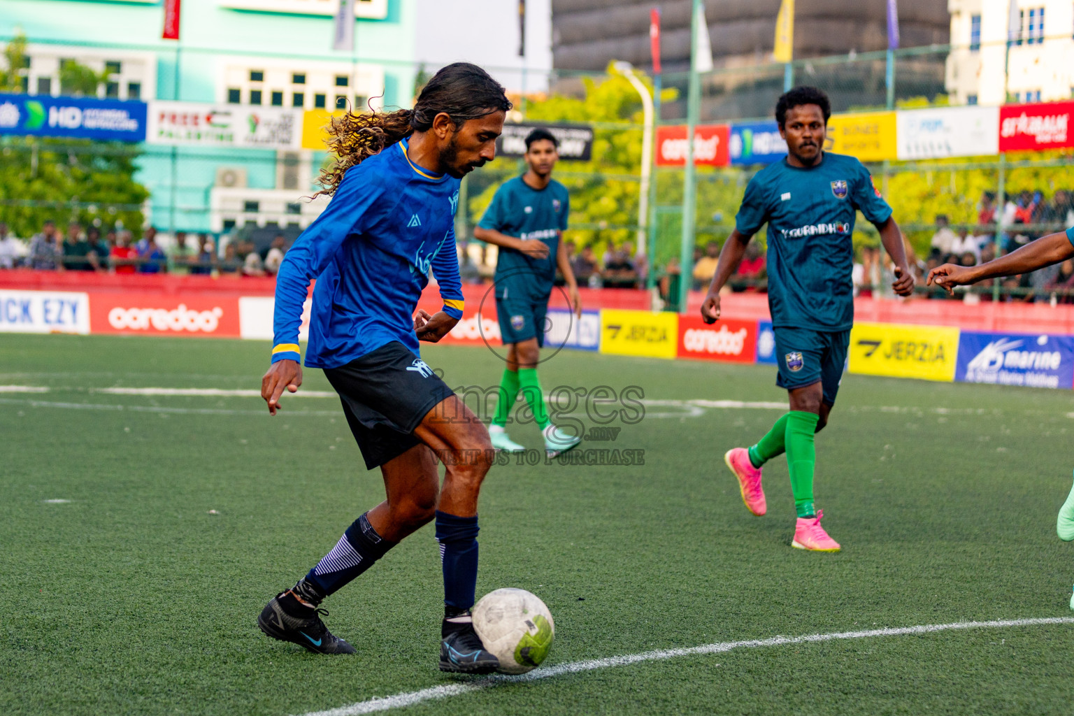 K. Maafushi vs K. Guraidhoo in Day 19 of Golden Futsal Challenge 2024 was held on Friday, 2nd February 2024 in Hulhumale', Maldives 
Photos: Hassan Simah / images.mv