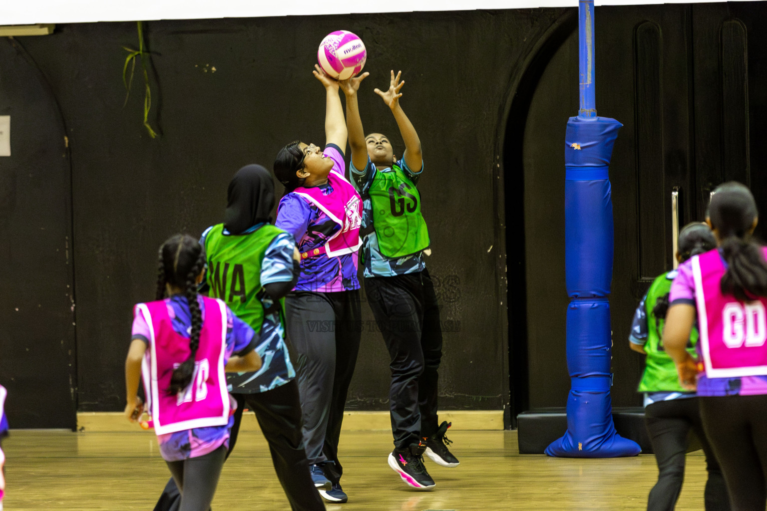 High Fluers vsN Sports Academy in Day 5 of 3rd Netball Junior Championship, held at Social Center on Thursday 23rd January 2025 . Photos: Shuu Abdul Sattar / images.mv