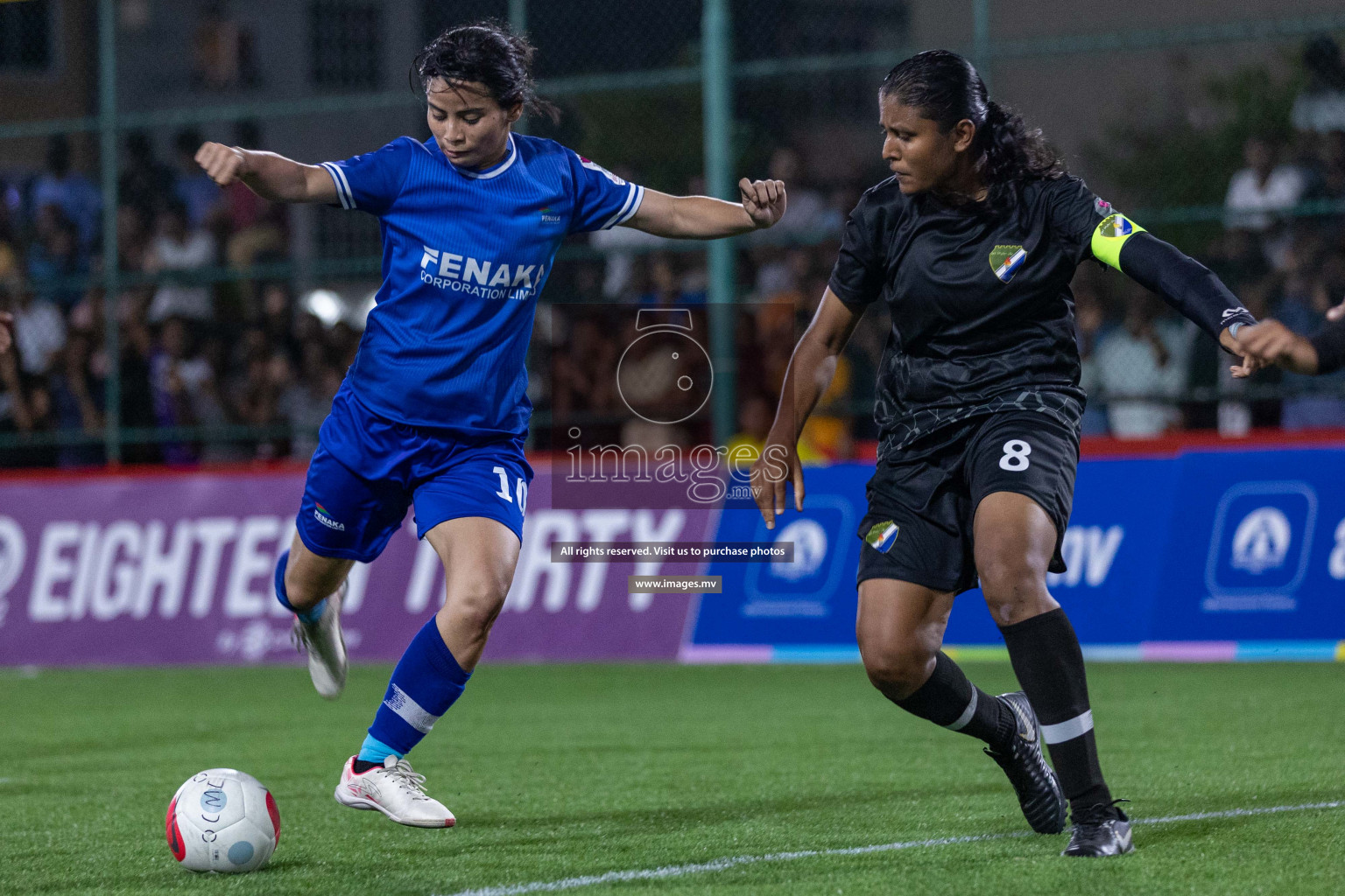 Team Fenaka vs Dhivehi Sifainge Club in Eighteen Thirty Women's Futsal Fiesta 2022 was held in Hulhumale', Maldives on Saturday, 8th October 2022. Photos: Ismail Thoriq / images.mv