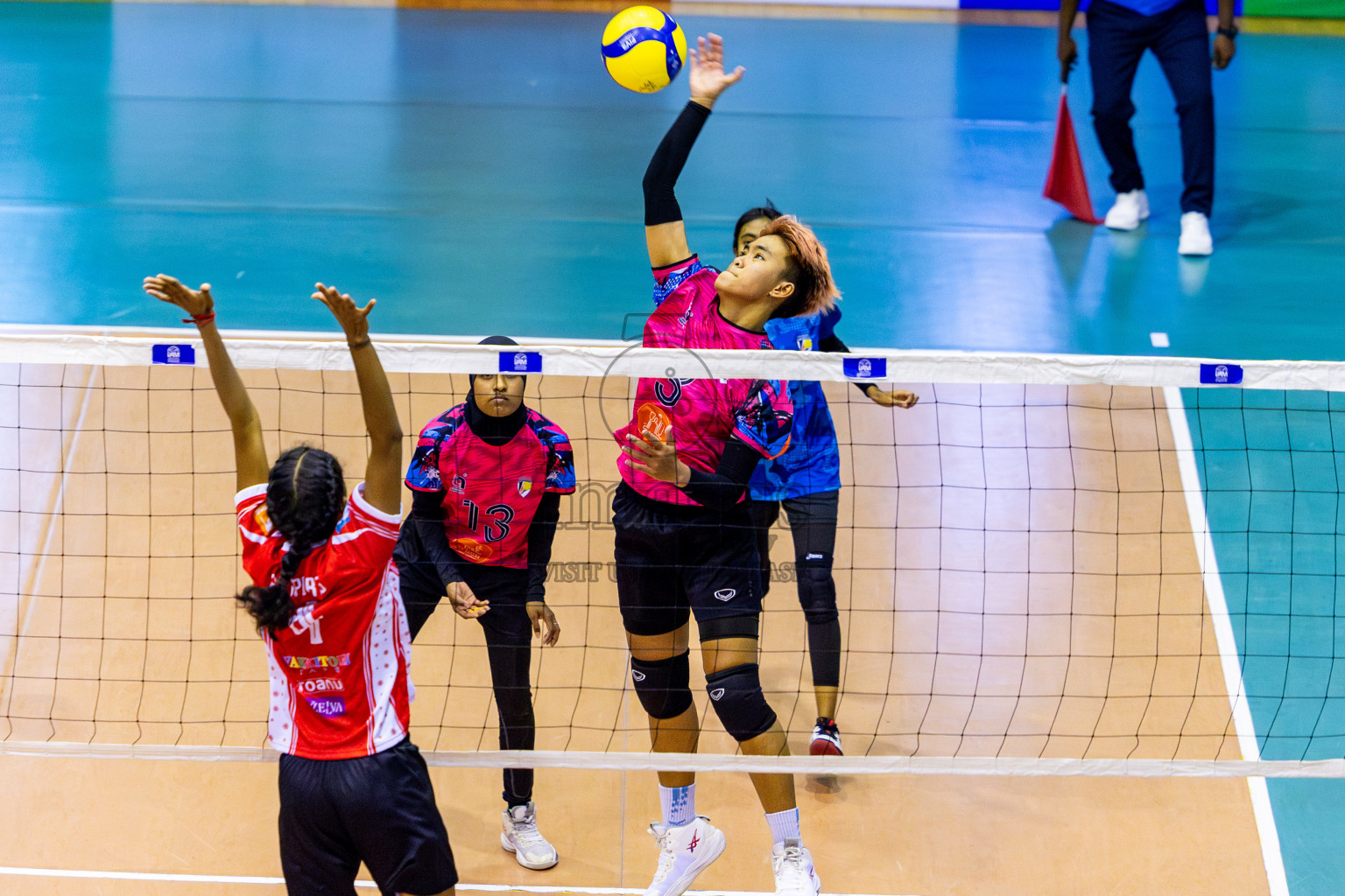 Good Games Sports Academy vs Volleyball Youth New Generation in Day 5 of Women's Division of VAM Cup 2025 held in Male', Maldives on Sunday, 13th April 2025 at Social Center Indoor Hall Photos By: Nausham Waheed / images.mv