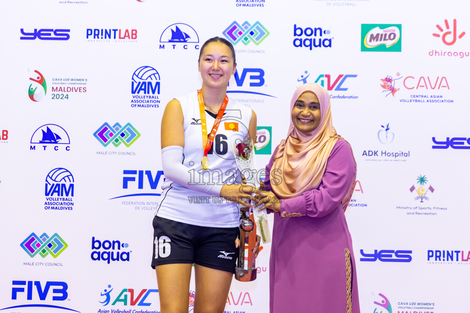 Kyrgyzstan vs Sri Lanka in Final of CAVA U20 Woman's Volleyball Championship 2024 was held in Social Center, Male', Maldives on 23rd July 2024. Photos: Nausham Waheed / images.mv