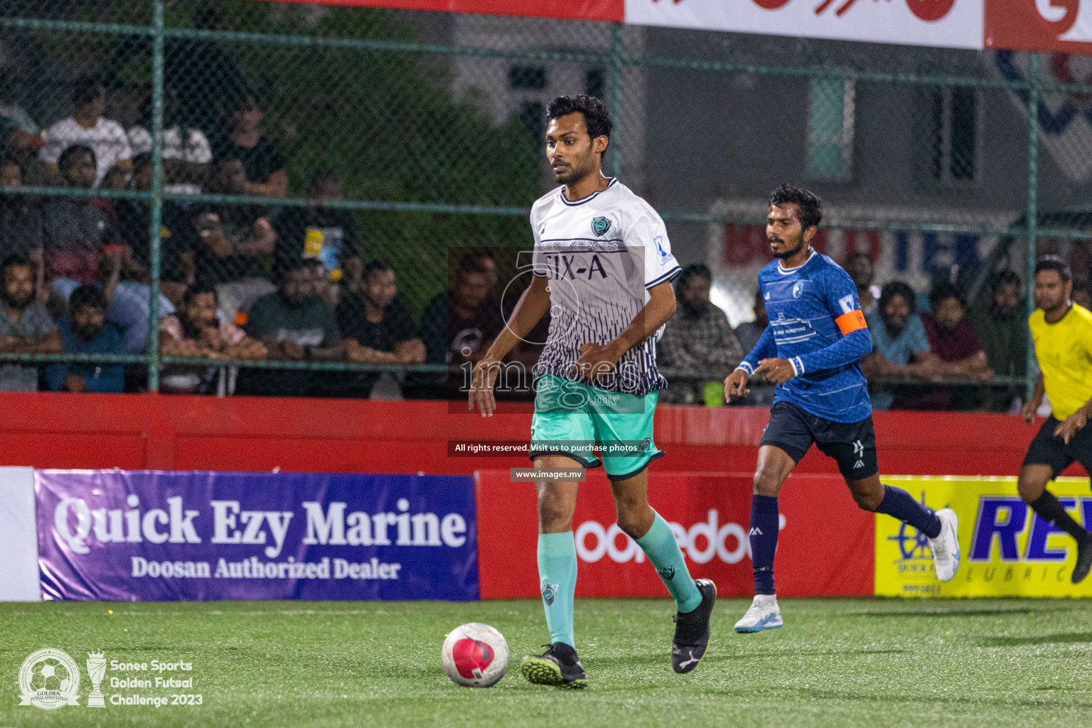 K. Thulusdhoo vs K. Gaafaru in Day 4 of Golden Futsal Challenge 2023 on 08 February 2023 in Hulhumale, Male, Maldives