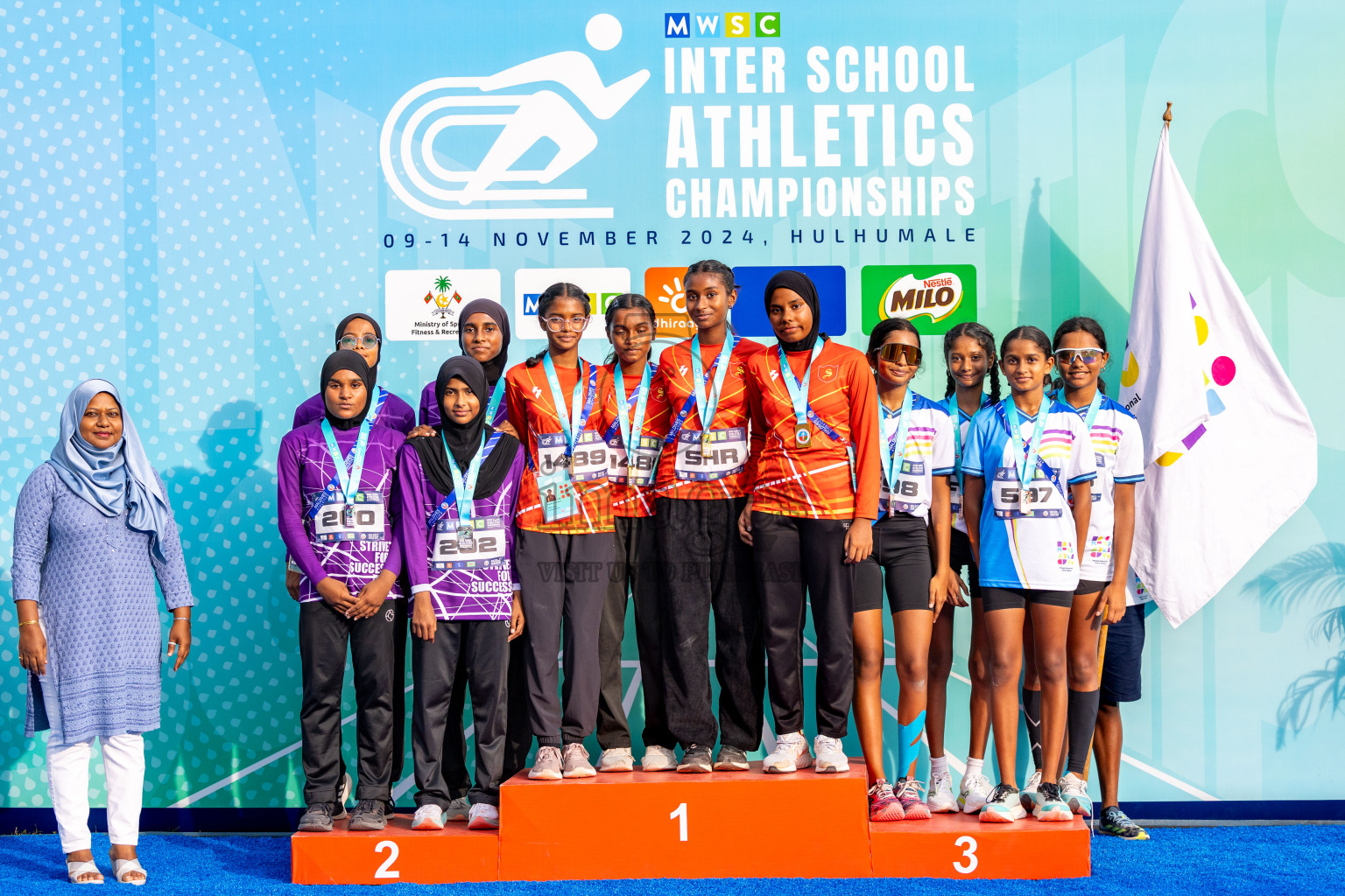 Day 6 of MWSC Interschool Athletics Championships 2024 held in Hulhumale Running Track, Hulhumale, Maldives on Thursday, 14th November 2024. Photos by: Ismail Thoriq / Images.mv