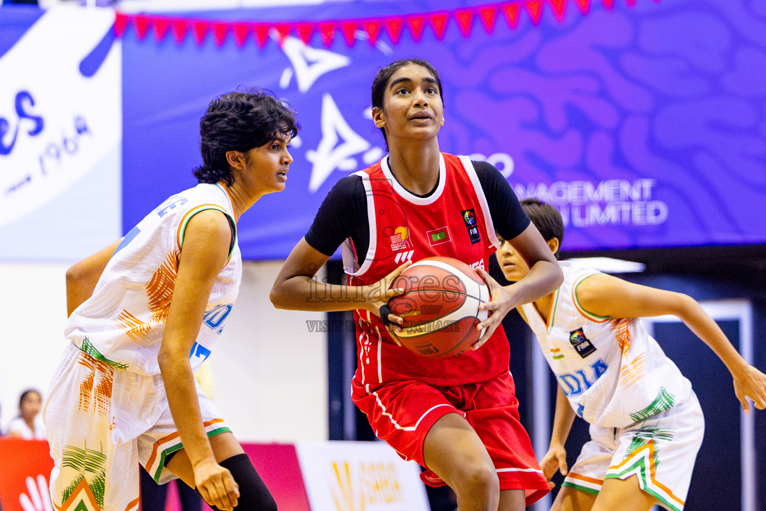 Maldives vs India in Day 3 of Under 16 Woman's Asian Cup SABA Qualifiers 2025 was held in Social Center, Male', Maldives on Saturday, 14th June 2025. Photos: Nausham Waheed / images.mv