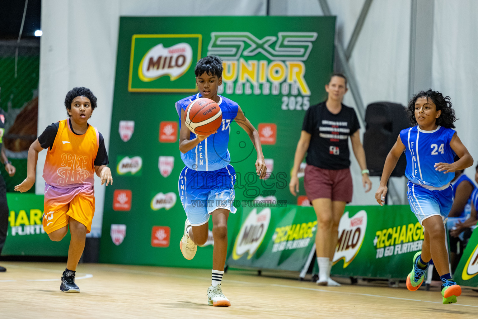 Milo 5 x 5 Junior Challenge 2025 - Basketball tournament held in Basketball Training Center, Male', Maldives on Thursday, 09th October 2025. 
Photo by: Hassan Simah / Images.mv