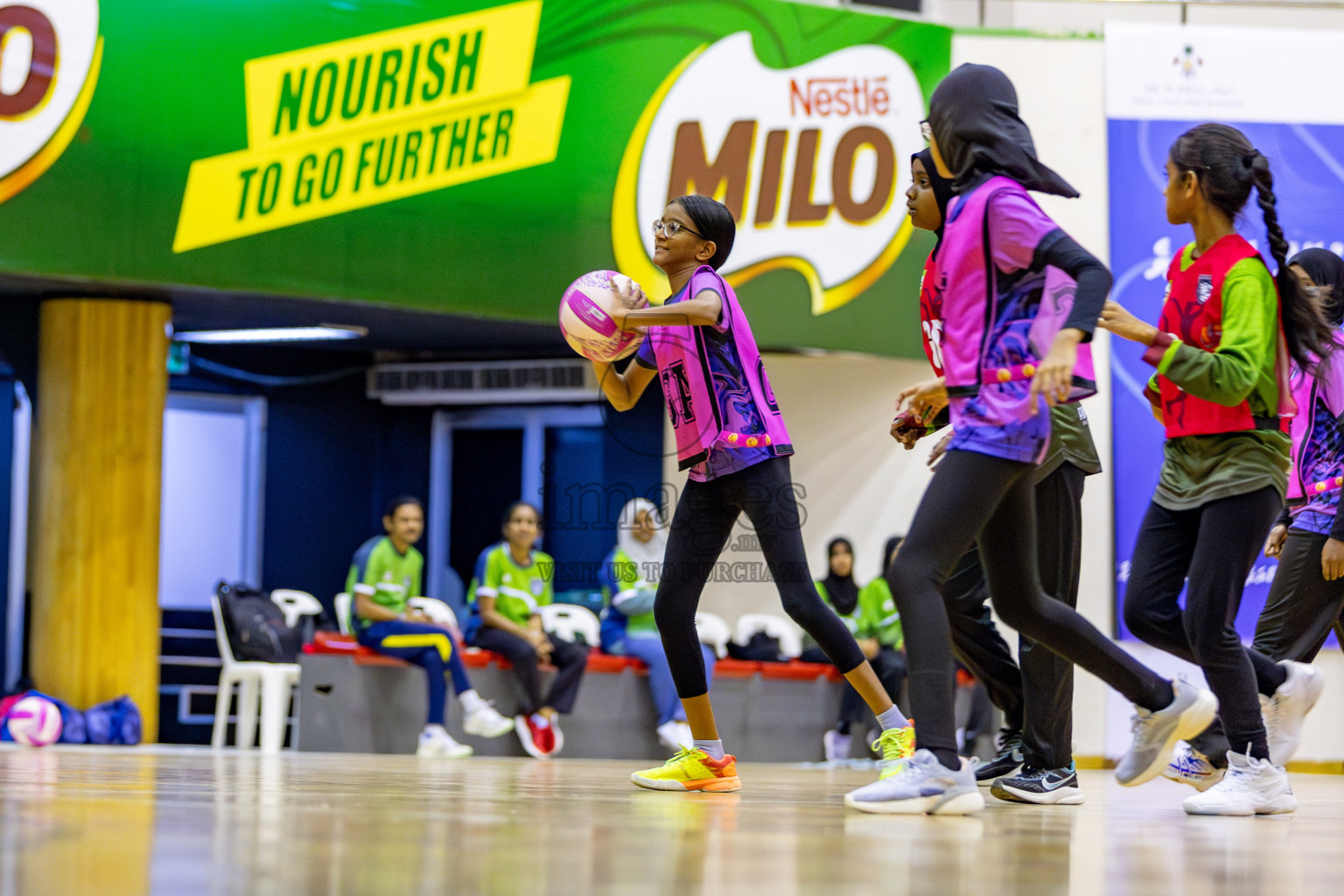 N Sports Acamdemy B vs Fiontti A Team in Day 3 of 3rd Netball Junior Championship, held at Social Center on Tuesday, 21st January 2025 . 
Photos: Hassan Simah / images.mv