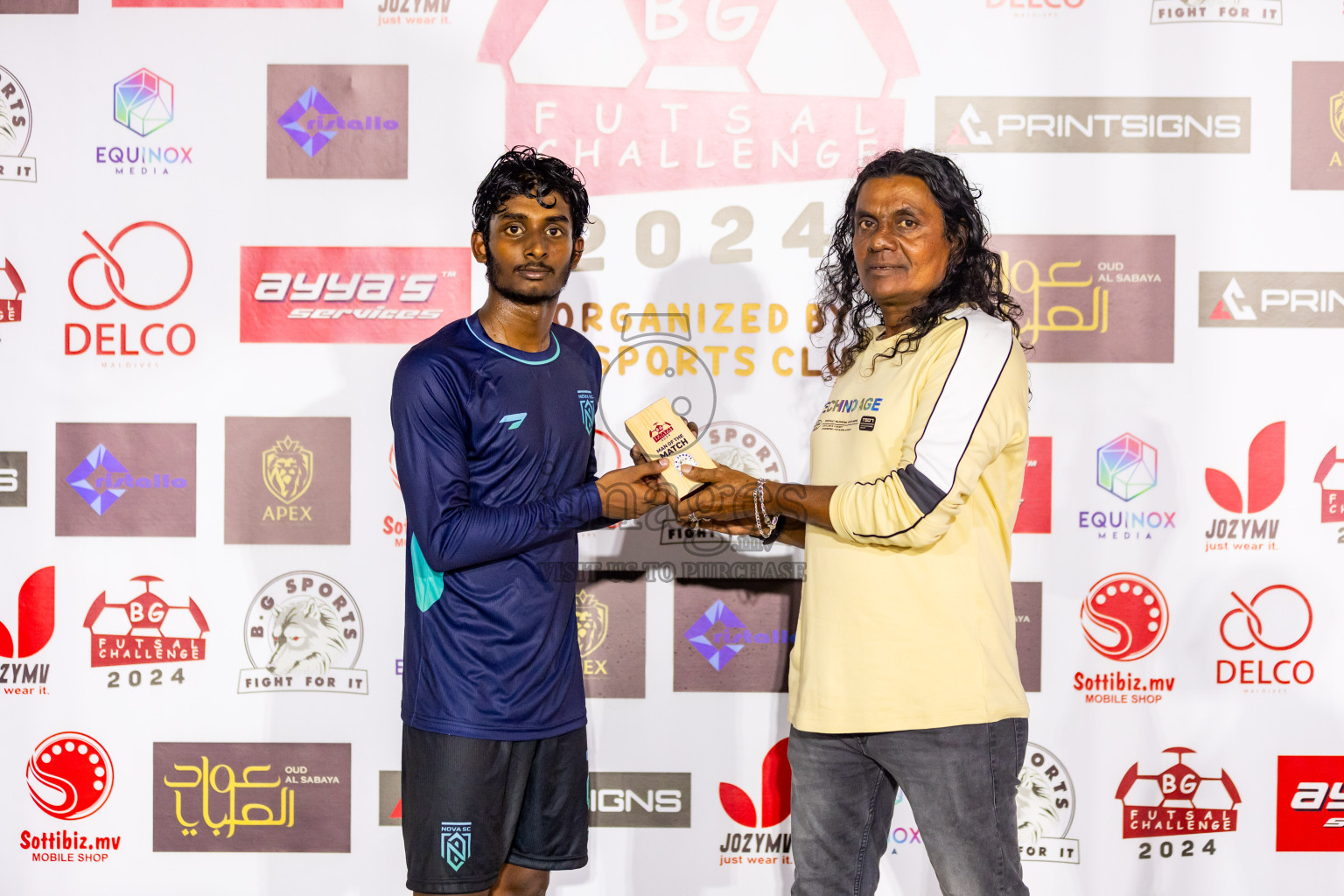 Nova SC vs Giraavarianz in Day 1 of BG Futsal Challenge 2024 was held on Thursday, 12th March 2024, in Male', Maldives Photos: Nausham Waheed / images.mv