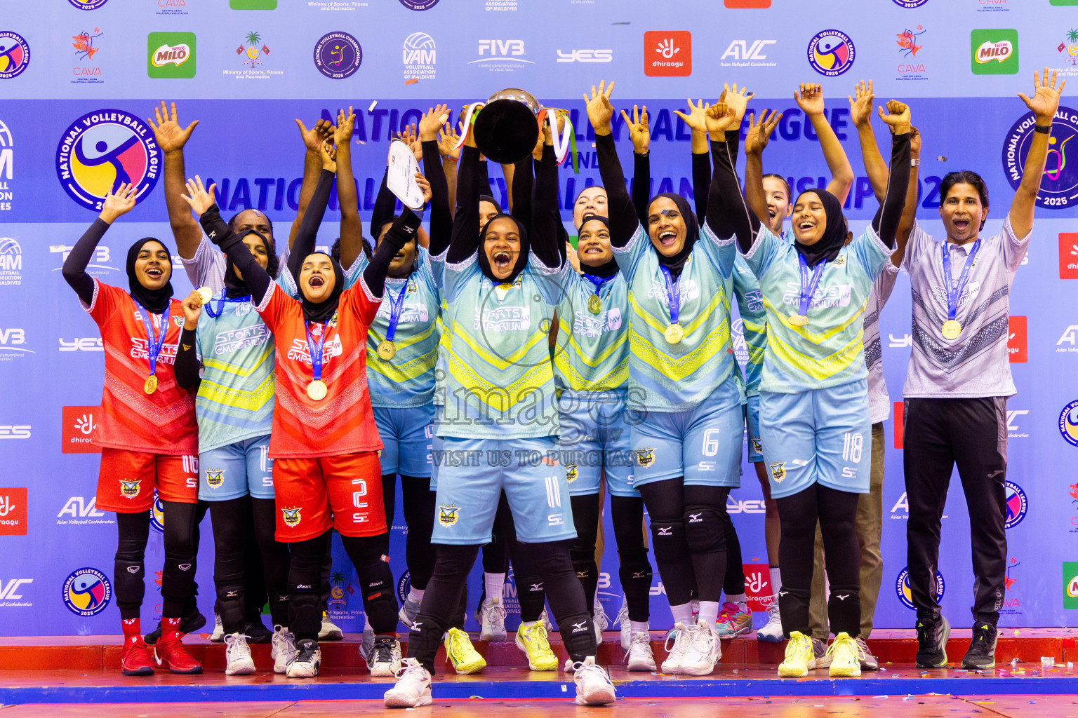 Police Club vs Club Wamco in the Final of Women's Division of National Volleyball Championship 2025 held in Male', Maldives on Sunday, 4th May 2025 at Social Center Indoor Hall Photos By: Nausham Waheed / images.mv