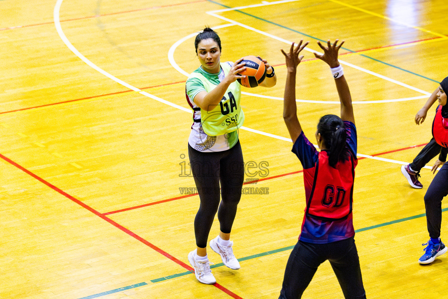 Club Green Street vs Club Matrix in Day 5 of 21st National Netball Tournament was held in Social Canter at Male', Maldives on Monday, 20th May 2024. Photos: Nausham Waheed / images.mv