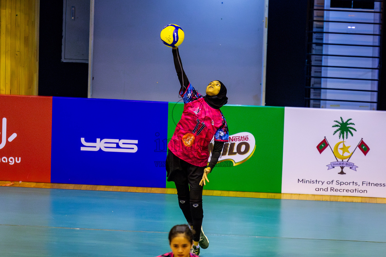 Good Games Sports Academy vs Volleyball Youth New Generation in Day 5 of Women's Division of VAM Cup 2025 held in Male', Maldives on Sunday, 13th April 2025 at Social Center Indoor Hall Photos By: Nausham Waheed / images.mv