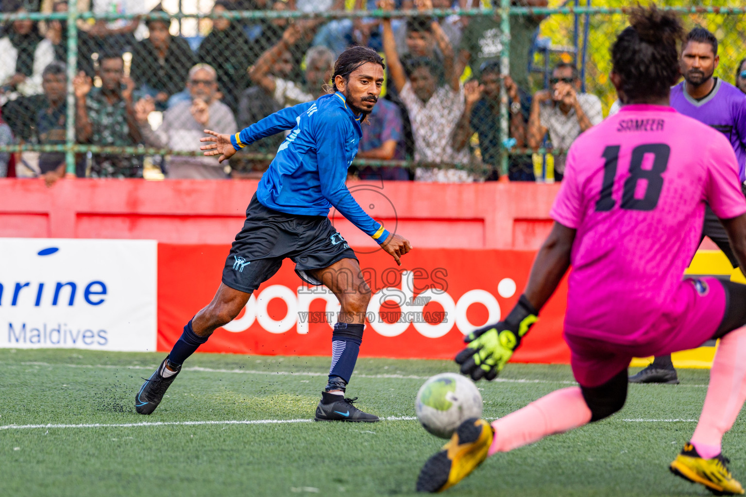 K. Maafushi vs K. Guraidhoo in Day 19 of Golden Futsal Challenge 2024 was held on Friday, 2nd February 2024 in Hulhumale', Maldives 
Photos: Hassan Simah / images.mv