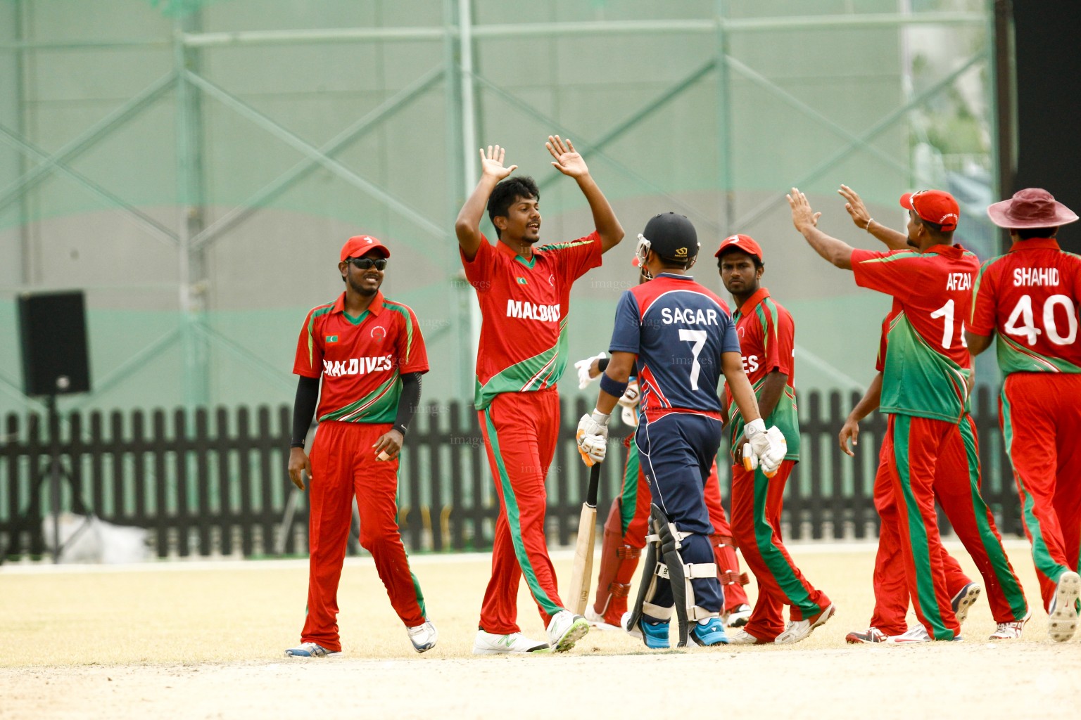 Maldivian cricket team in Asian Games 2014 in Incheon, South Korea (Images.mv Photo/ Hussain Sinan).