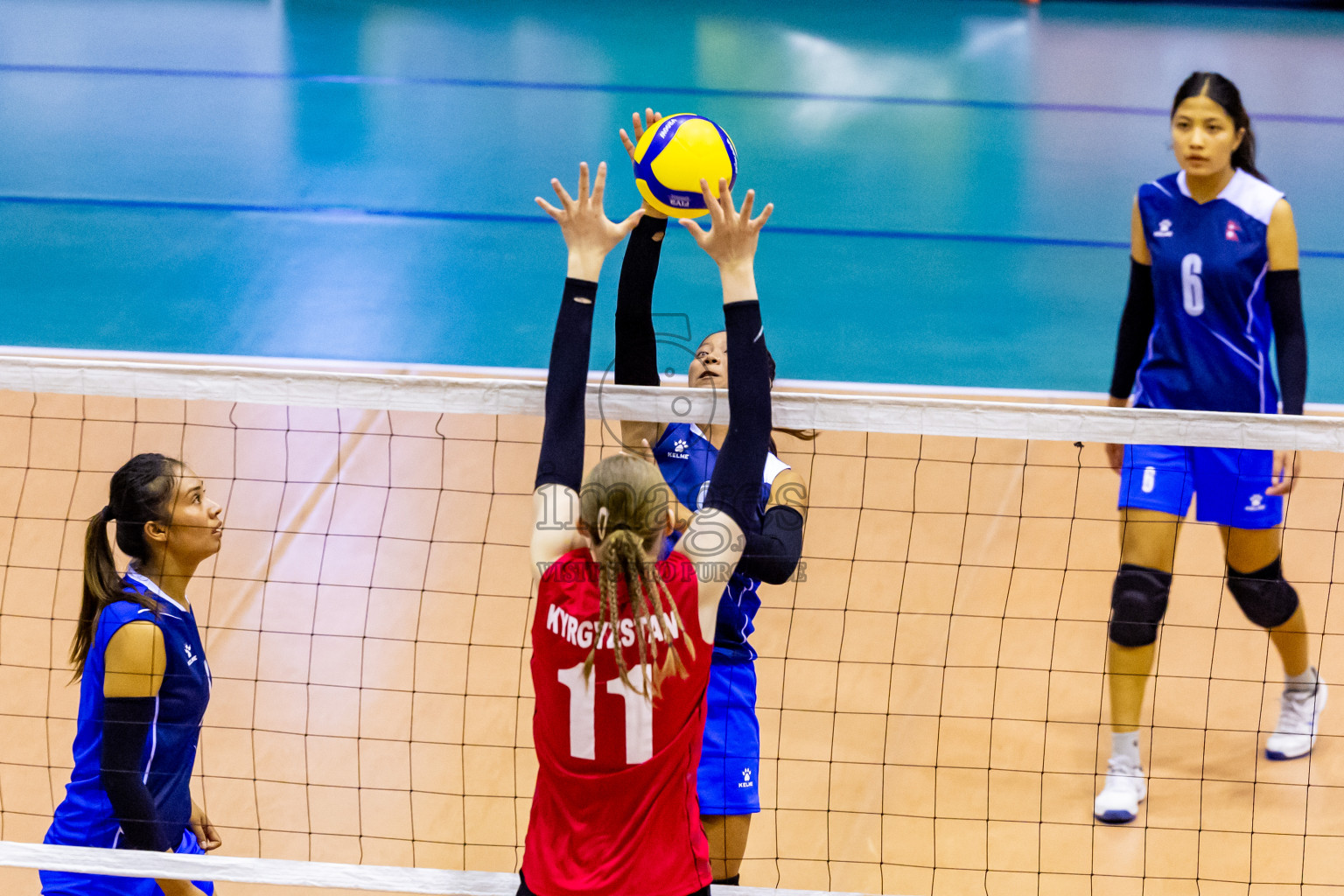 Kyrgyzstan vs Nepal in Semi Final of CAVA U20 Woman's Volleyball Championship 2024 was held in Social Center, Male', Maldives on 22nd July 2024. Photos: Nausham Waheed / images.mv