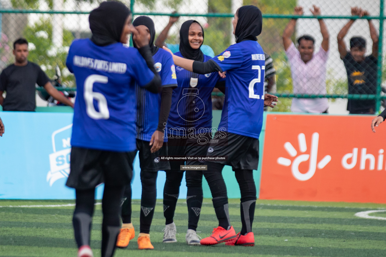 Maldives Ports Limited vs Dhivehi Sifainge Club in the semi finals of 18/30 Women's Futsal Fiesta 2019 on 27th April 2019, held in Hulhumale Photos: Hassan Simah / images.mv