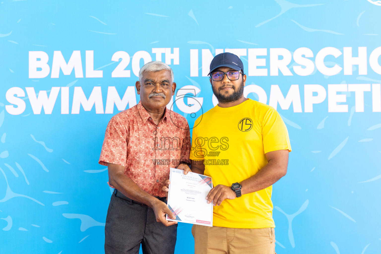 Closing ceremony of BML 20th Inter-School Swimming Competition was held in Hulhumale' Swimming Complex on Saturday, 19th October 2024. 
Photos: Ismail Thoriq