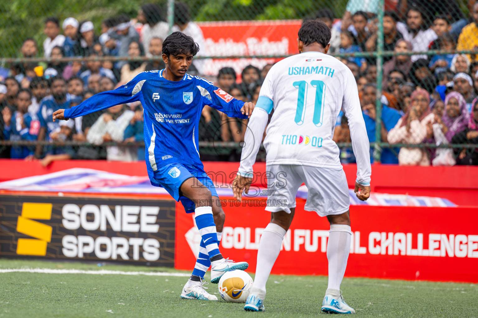 AA. Mathiveri VS AA. Thoddoo in Atoll Round Final on Day 20 of Golden Futsal Challenge 2025 was held on Friday, 24th January 2025, in Hulhumale', Maldives. Photos: Ismail Thoriq / images.mv