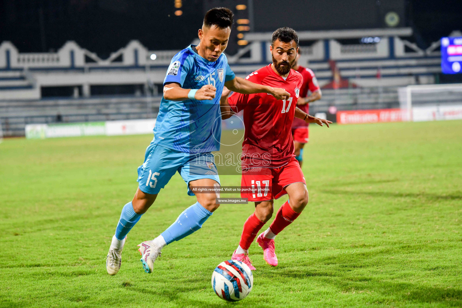 Lebanon vs India in the Semi-final of SAFF Championship 2023 held in Sree Kanteerava Stadium, Bengaluru, India, on Saturday, 1st July 2023. Photos: Nausham Waheed / images.mv