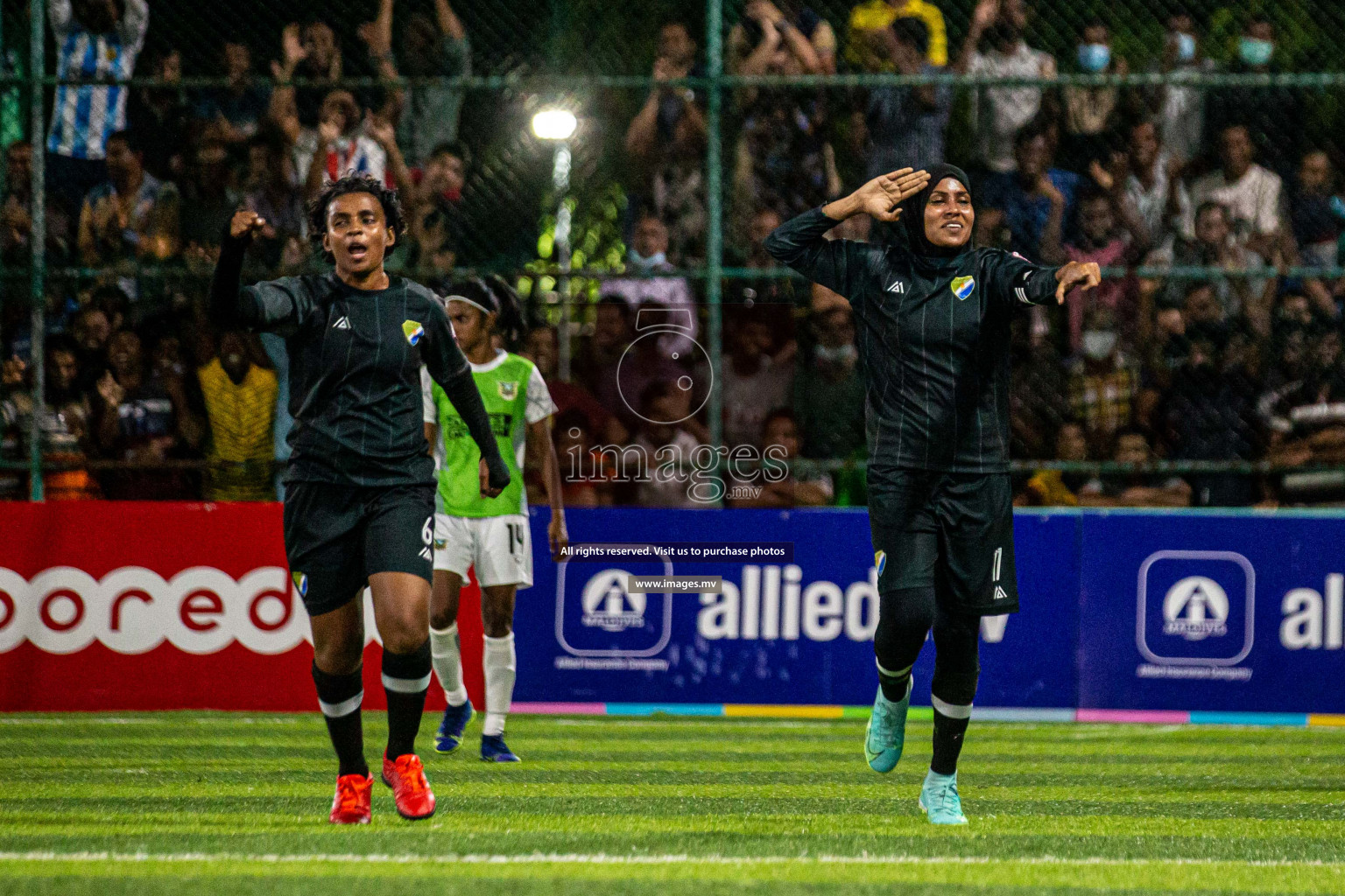 Club WAMCO vs DSC in the Semi Finals of 18/30 Women's Futsal Fiesta 2021 held in Hulhumale, Maldives on 14th December 2021. Photos: Shu Abdul Sattar / images.mv