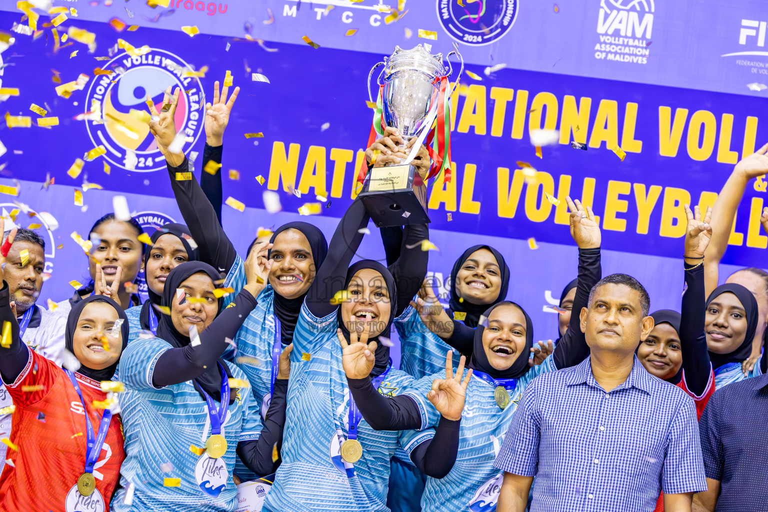 Club WAMCO vs Police Club in the final of National Volleyball Championship 2024 (women's division) was held in Social Center Indoor Hall on Thursday, 24th October 2024. 
Photos: Ismail Thoriq / images.mv