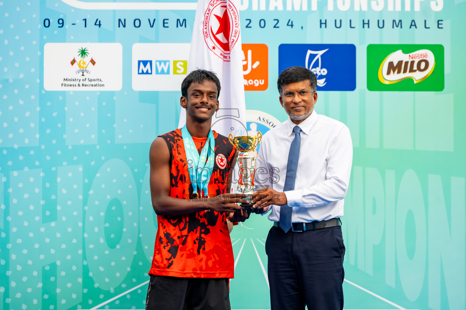 Day 6 of MWSC Interschool Athletics Championships 2024 held in Hulhumale Running Track, Hulhumale, Maldives on Thursday, 14th November 2024. Photos by: Nausham Waheed / Images.mv