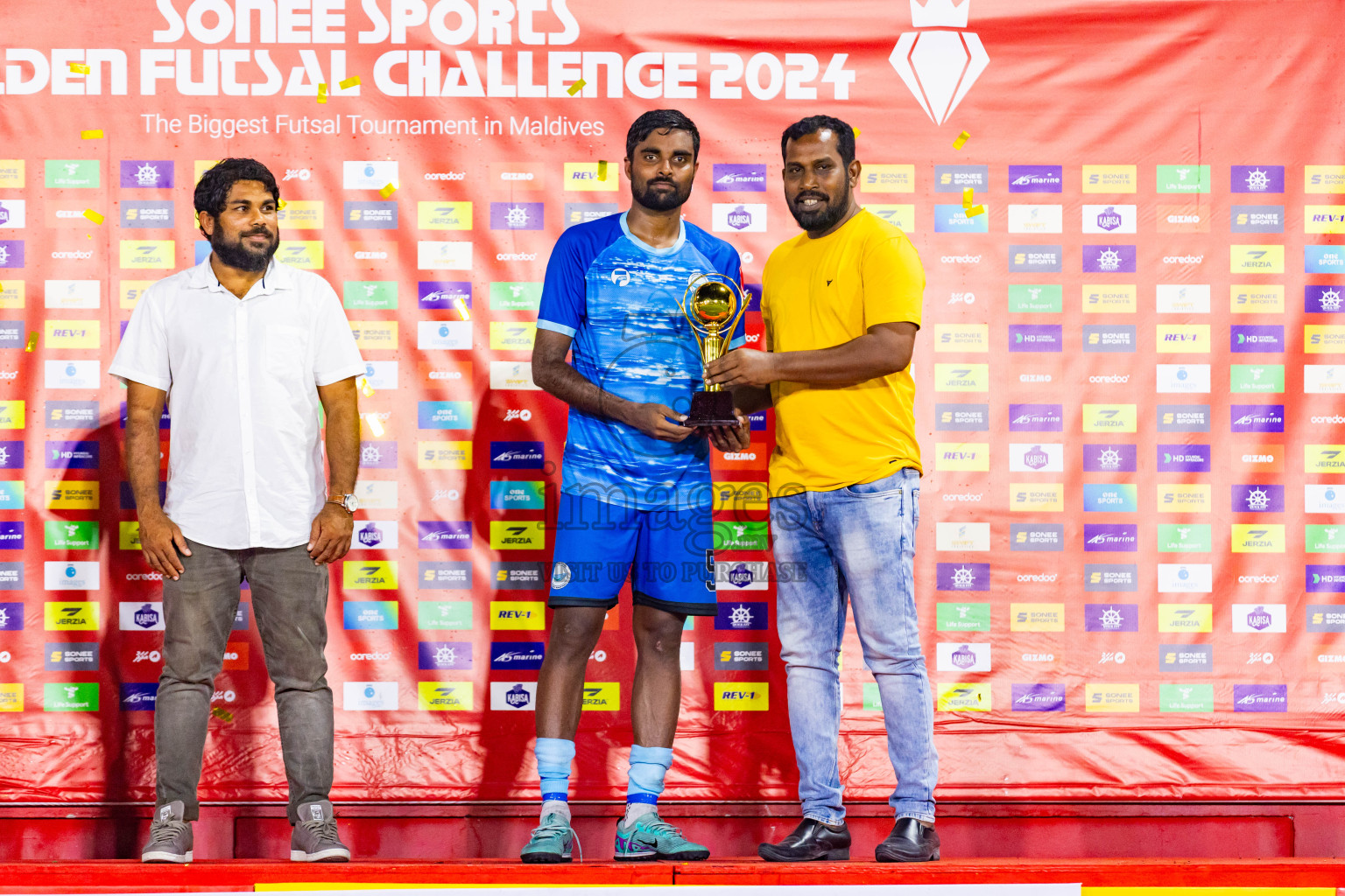 N Maafaru vs N Kendhikulhudhoo in Day 23 of Golden Futsal Challenge 2024 was held on Tuesday , 6th February 2024 in Hulhumale', Maldives Photos: Nausham Waheed / images.mv