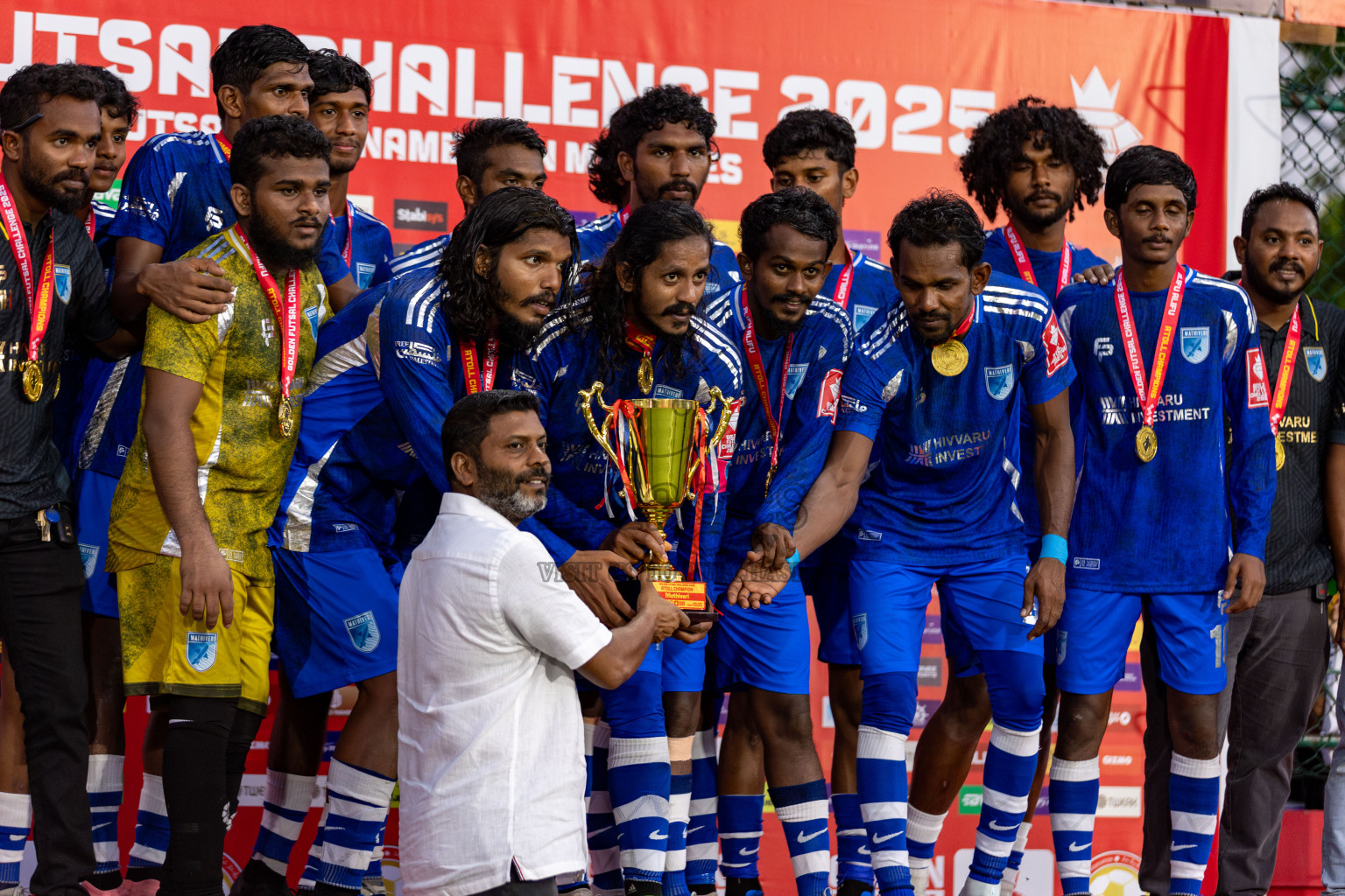 AA. Mathiveri VS AA. Thoddoo in Atoll Round Final on Day 20 of Golden Futsal Challenge 2025 was held on Friday, 24 January 2025, in Hulhumale', Maldives. 
Photos: Hassan Simah / images.mv