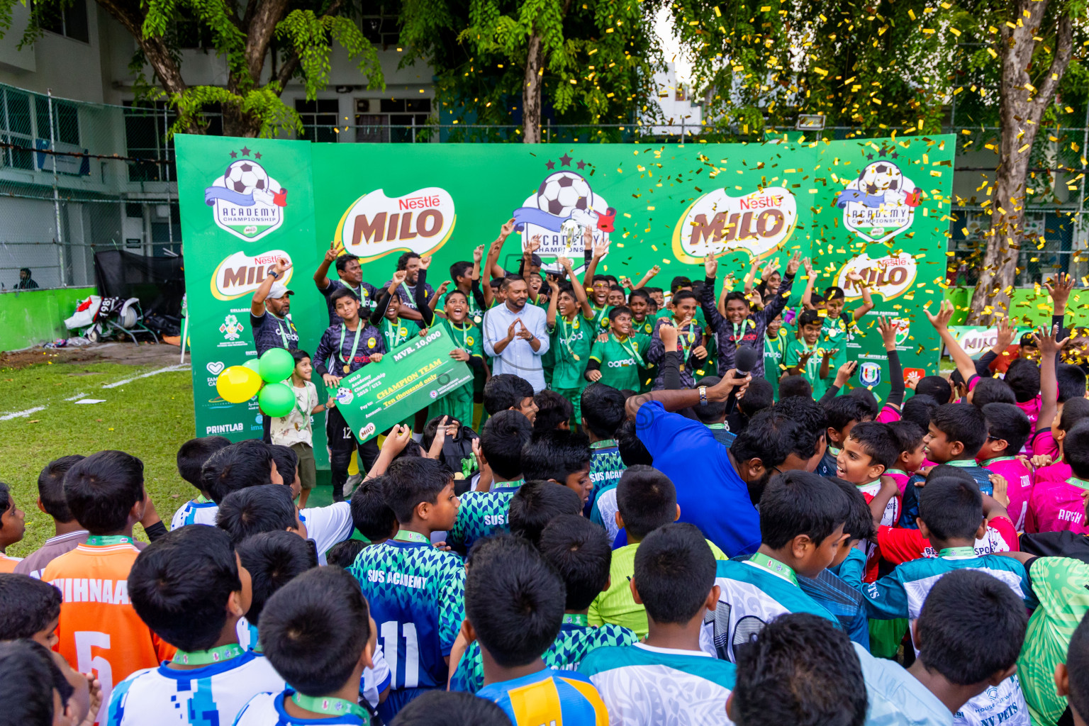 Day 3 of MILO Academy Championship 2025 (U-12) was held at Henveiru Stadium in Male', Maldives on Saturday, 3rd May 2025. Photos: Nausham Waheed / images.mv