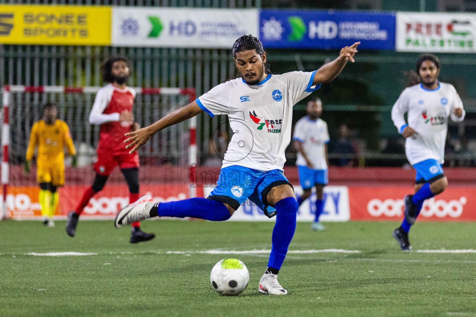 Th Madifushi vs Th Veymandoo in Day 20 of Golden Futsal Challenge 2024 was held on Saturday , 3rd February 2024 in Hulhumale', Maldives Photos: Nausham Waheed / images.mv