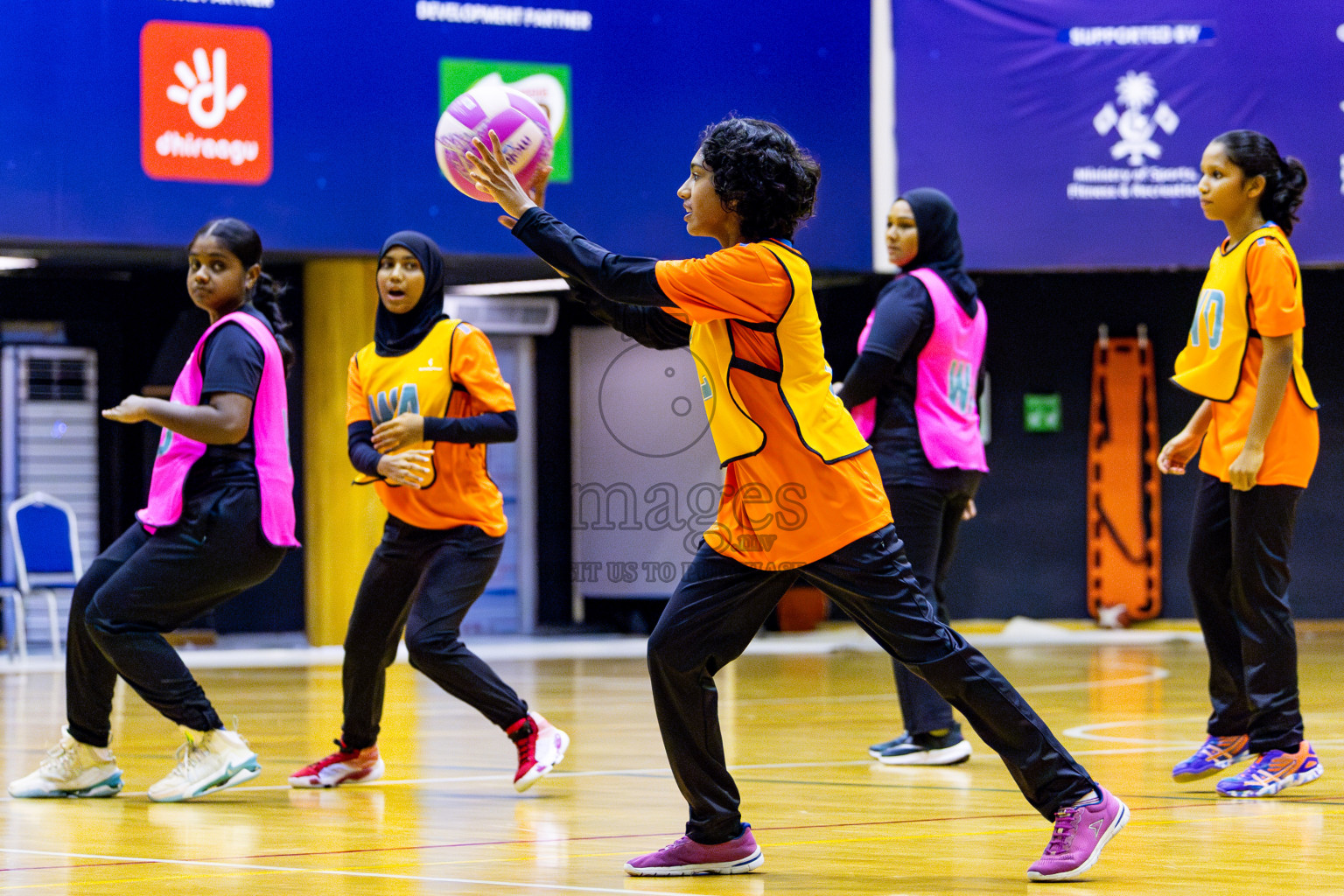Invicto Sports Club vs United Unity Sports Club in Day 9 of National Netball Tournament 2025 held in Social Center at Male', Maldives on Monday, 26th May 2025. Photos: Nausham Waheed / images.mv