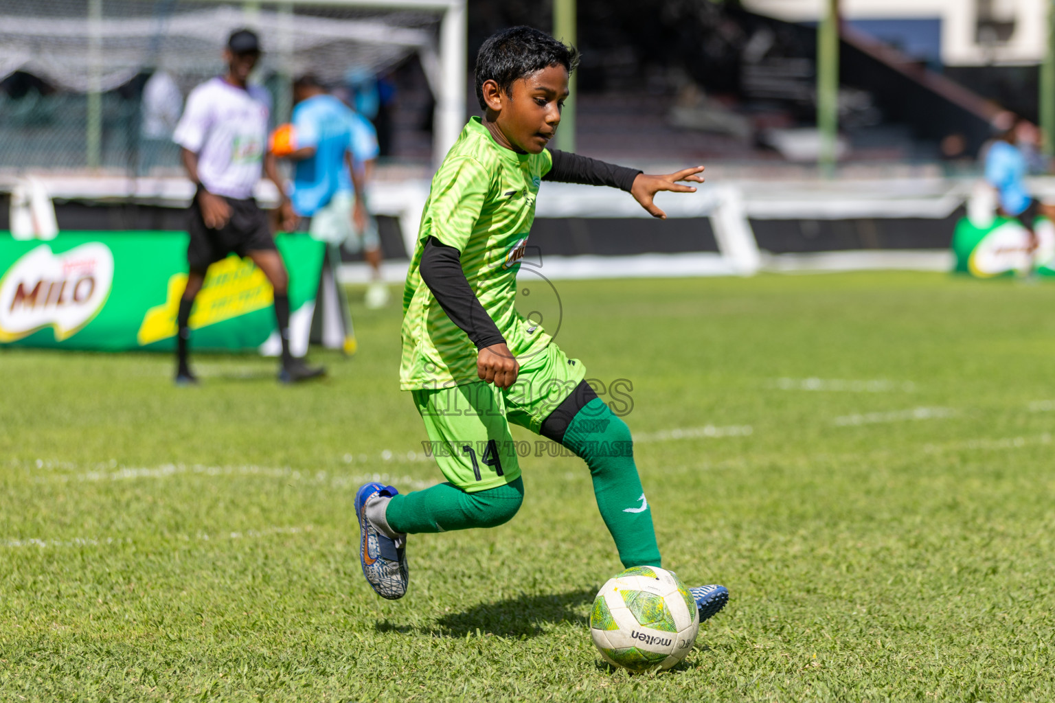 Day 1 of MILO Kids Football Fiesta was held at National Stadium in Male', Maldives on Friday, 23rd February 2024. Photos: Hassan Simah / images.mv