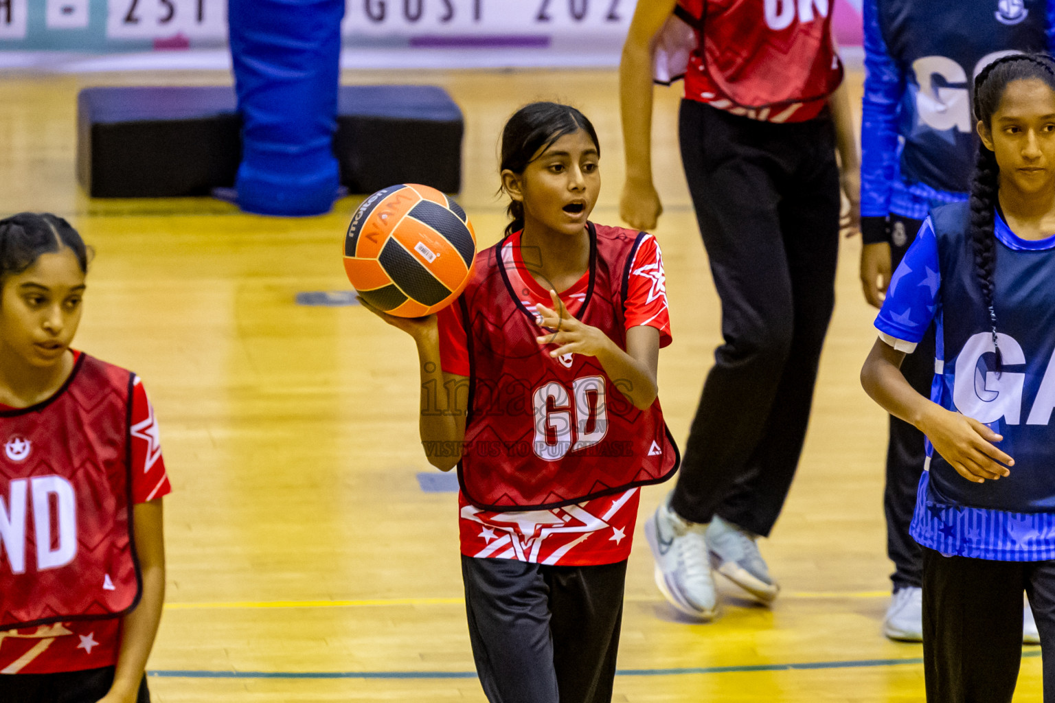 Day 9 of 25th Inter-School Netball Tournament was held in Social Center at Male', Maldives on Monday, 19th August 2024. Photos: Nausham Waheed / images.mv