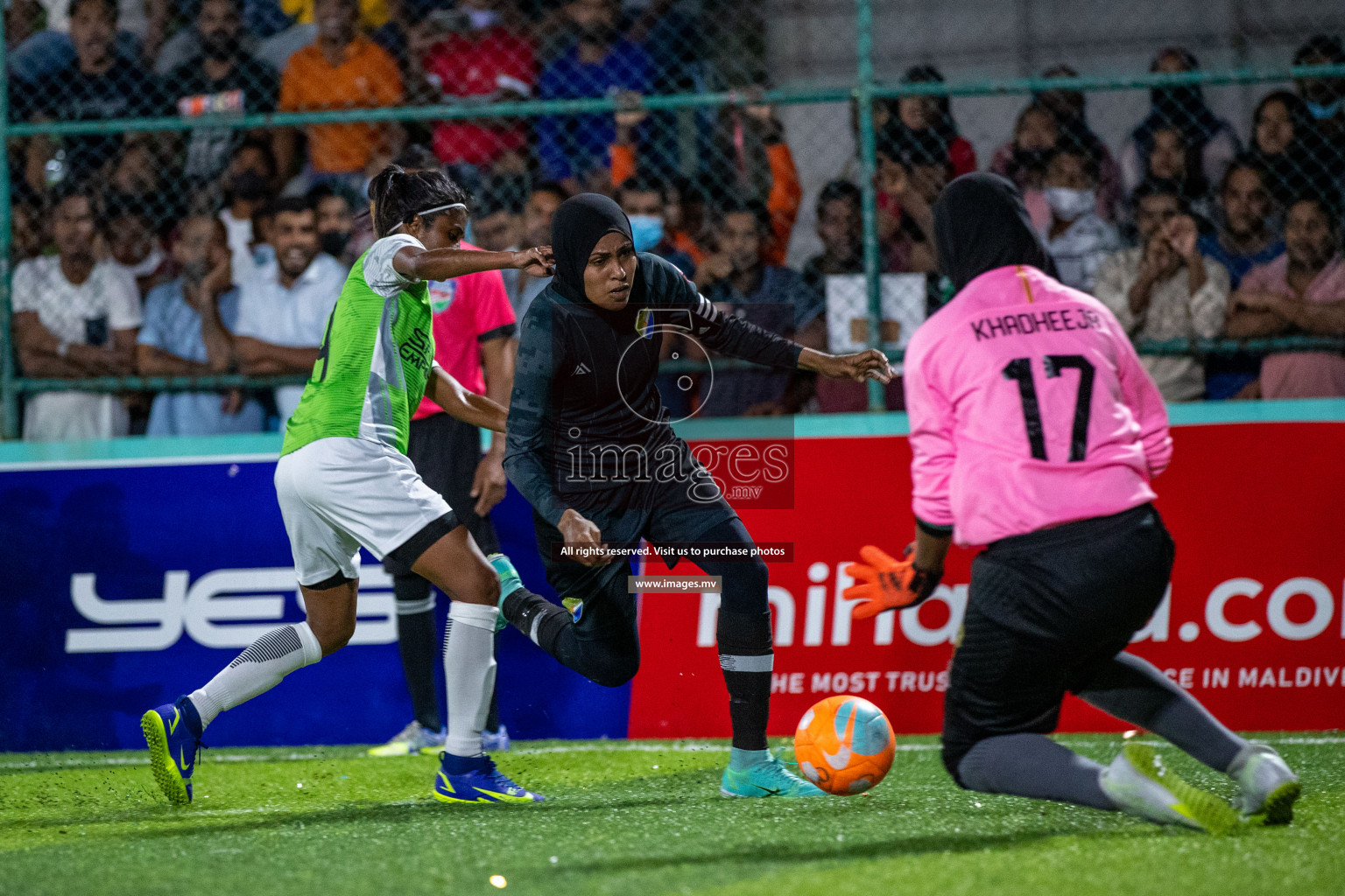 Club WAMCO vs DSC in the Semi Finals of 18/30 Women's Futsal Fiesta 2021 held in Hulhumale, Maldives on 14th December 2021. Photos: Ismail Thoriq / images.mv