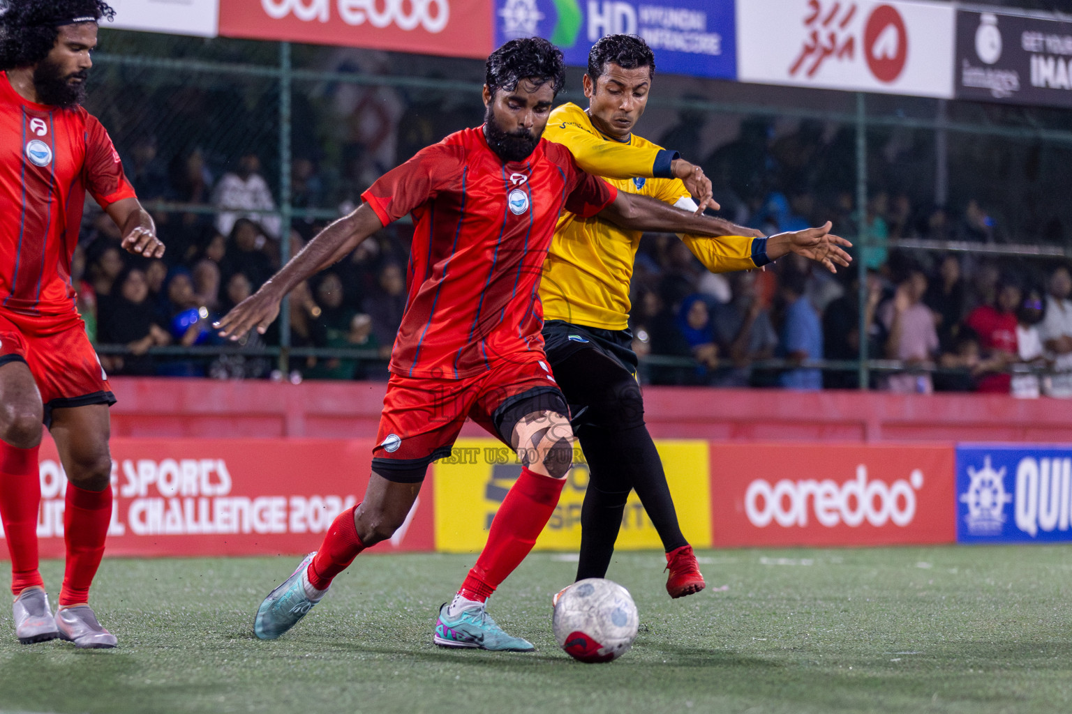 N Velidhoo vs N Maafaru in Day 18 of Golden Futsal Challenge 2024 was held on Thursday, 1st February 2024, in Hulhumale', Maldives Photos: Mohamed Mahfooz Moosa, / images.mv