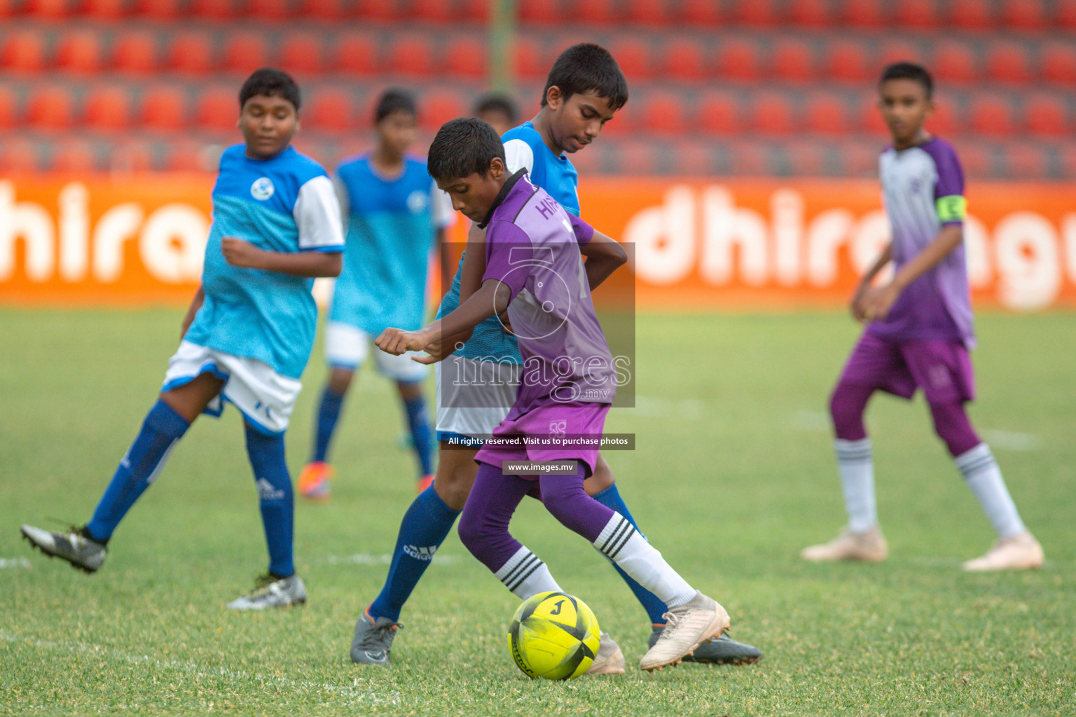 Hiriya School vs LH.EDU.CENTRE in MAMEN Inter School Football Tournament 2019 (U13) in Male, Maldives on 19th April 2019 Photos: Hassan Simah/images.mv