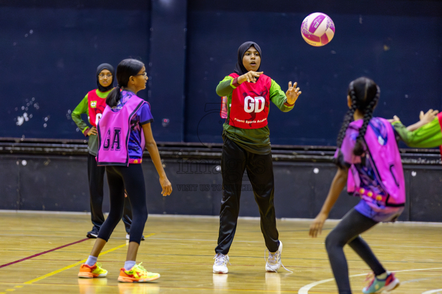 N Sports Acamdemy B vs Fiontti A Team in Day 3 of 3rd Netball Junior Championship, held at Social Center on Tuesday, 21st January 2025 . 
Photos: Hassan Simah / images.mv