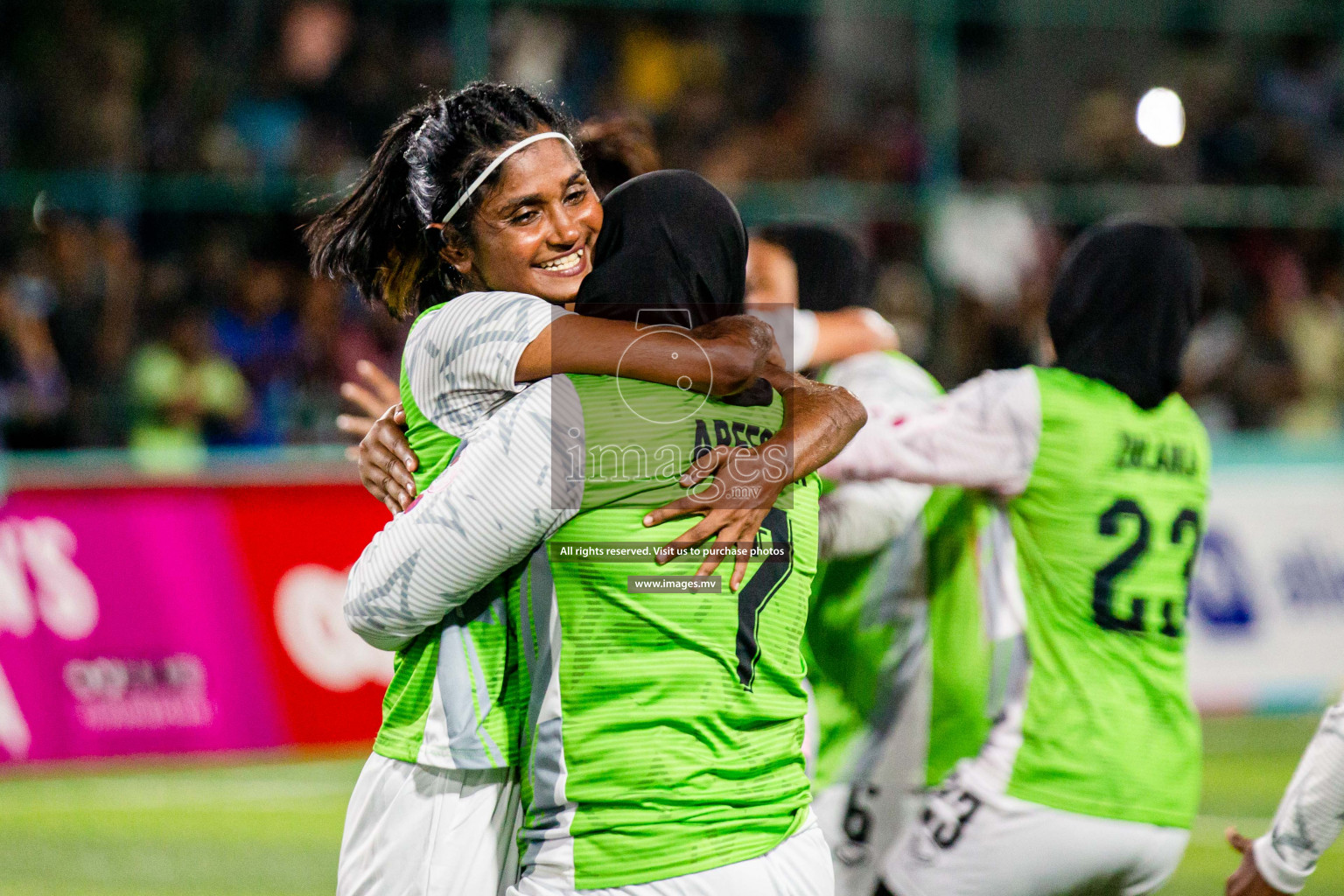 Club WAMCO vs DSC in the Semi Finals of 18/30 Women's Futsal Fiesta 2021 held in Hulhumale, Maldives on 14th December 2021. Photos: Shuu Abdul Sattar / images.mv