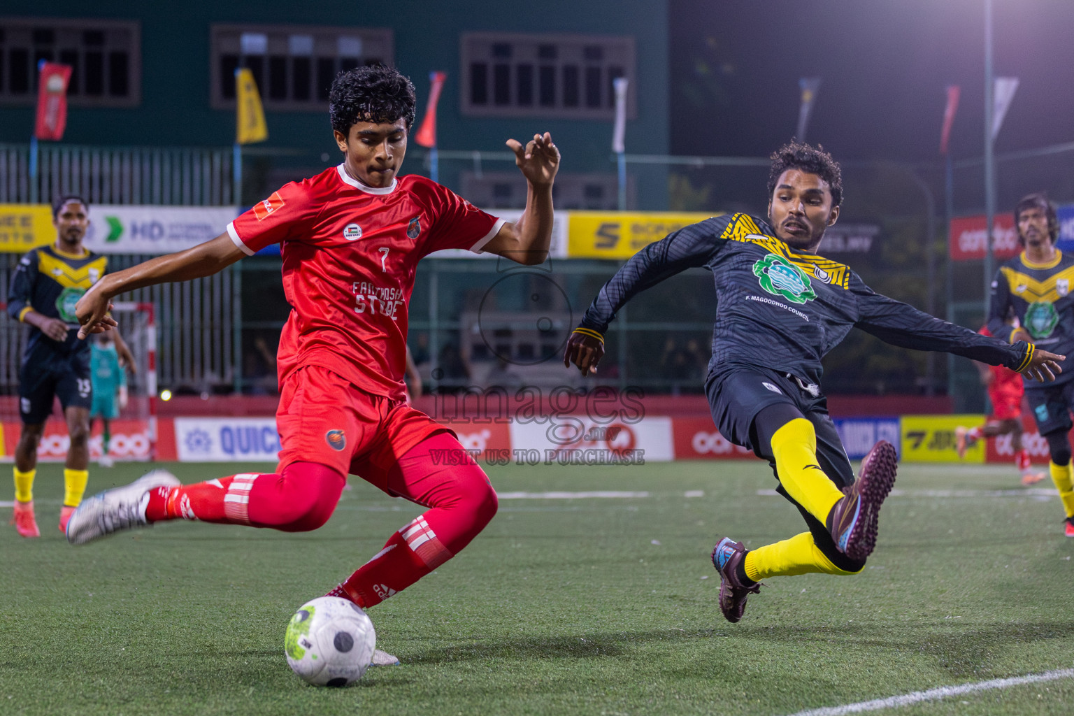 F Dharanboodhoo vs F Magoodhoo in Day 8 of Golden Futsal Challenge 2024 was held on Monday, 22nd January 2024, in Hulhumale', Maldives Photos: Mohamed Mahfooz Moosa / images.mv