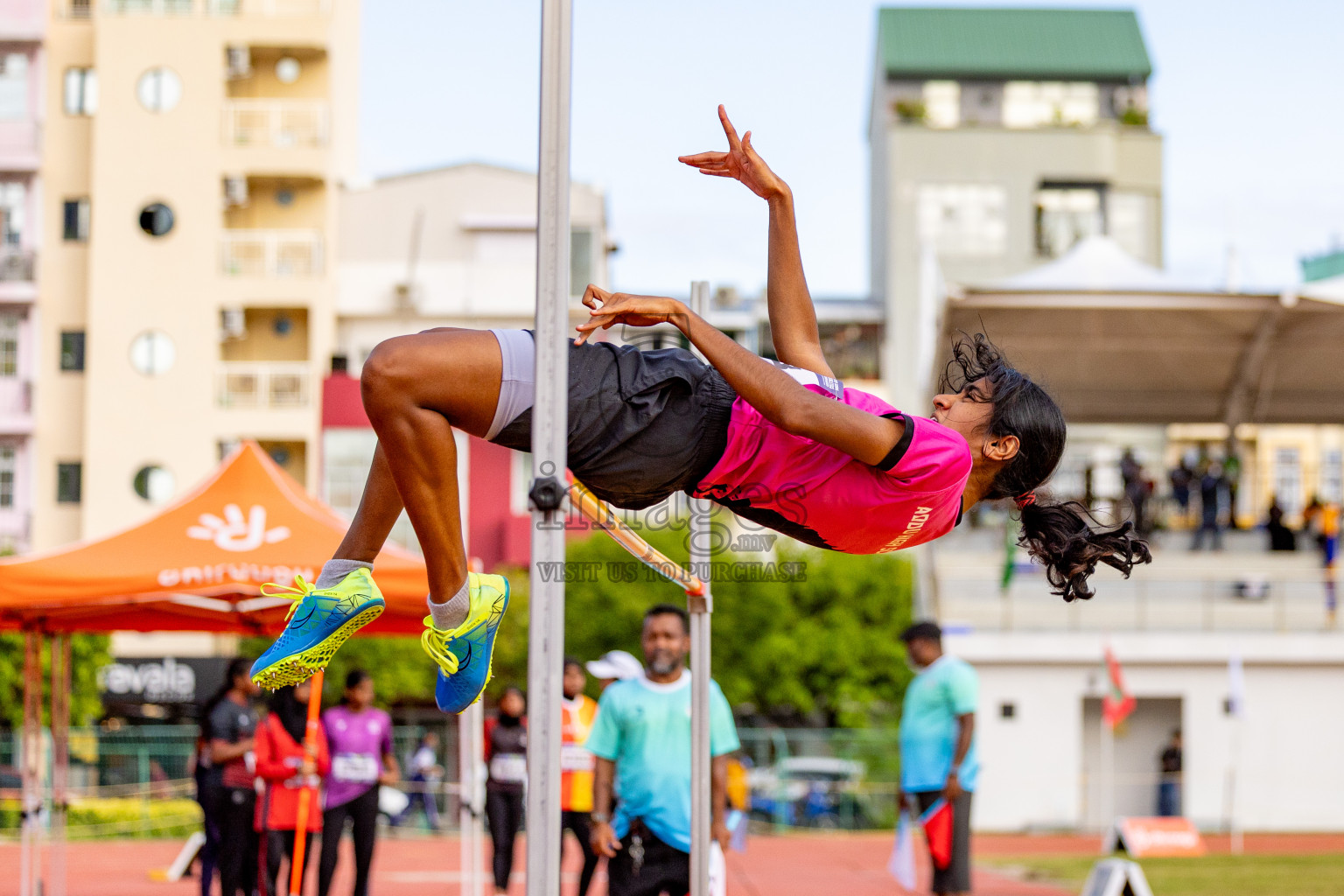 Day 2 of MWSC Interschool Athletics Championships 2024 held in Hulhumale Running Track, Hulhumale, Maldives on Sunday, 10th November 2024. 
Photos by: Hassan Simah / Images.mv