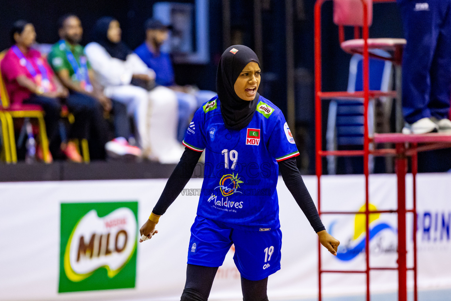 Maldives vs Sri Lanka in Day 2 of CAVA U20 Woman's Volleyball Championship 2024 was held in Social Center, Male', Maldives on 19th July 2024. Photos: Nausham Waheed / images.mv