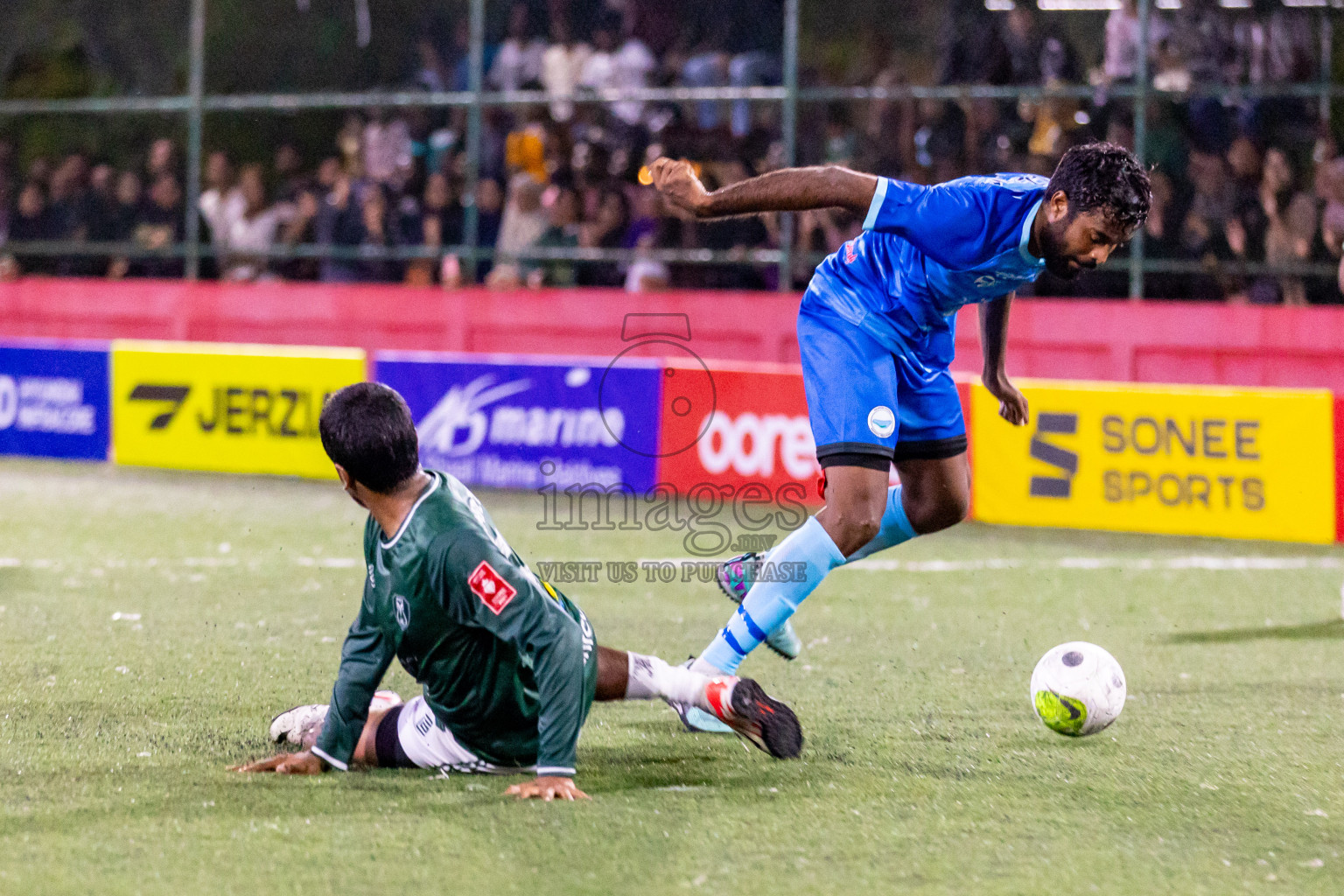 N Miladhoo vs N Maafaru in Day 6 of Golden Futsal Challenge 2024 was held on Saturday, 20th January 2024, in Hulhumale', Maldives Photos: Hassan Simah / images.mv