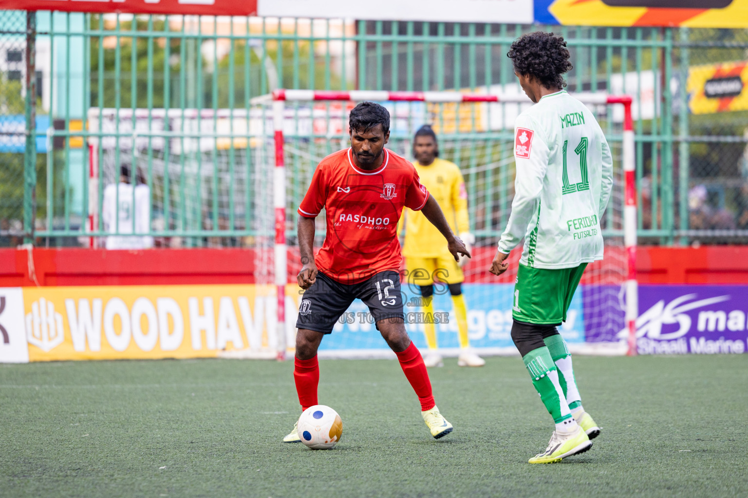 AA. Feridhoo VS AA. Rasdhoo in Day 7 of Golden Futsal Challenge 2025 was held on Saturday, 11th January 2025, in Hulhumale', Maldives Photos: Hassan Simah / images.mv